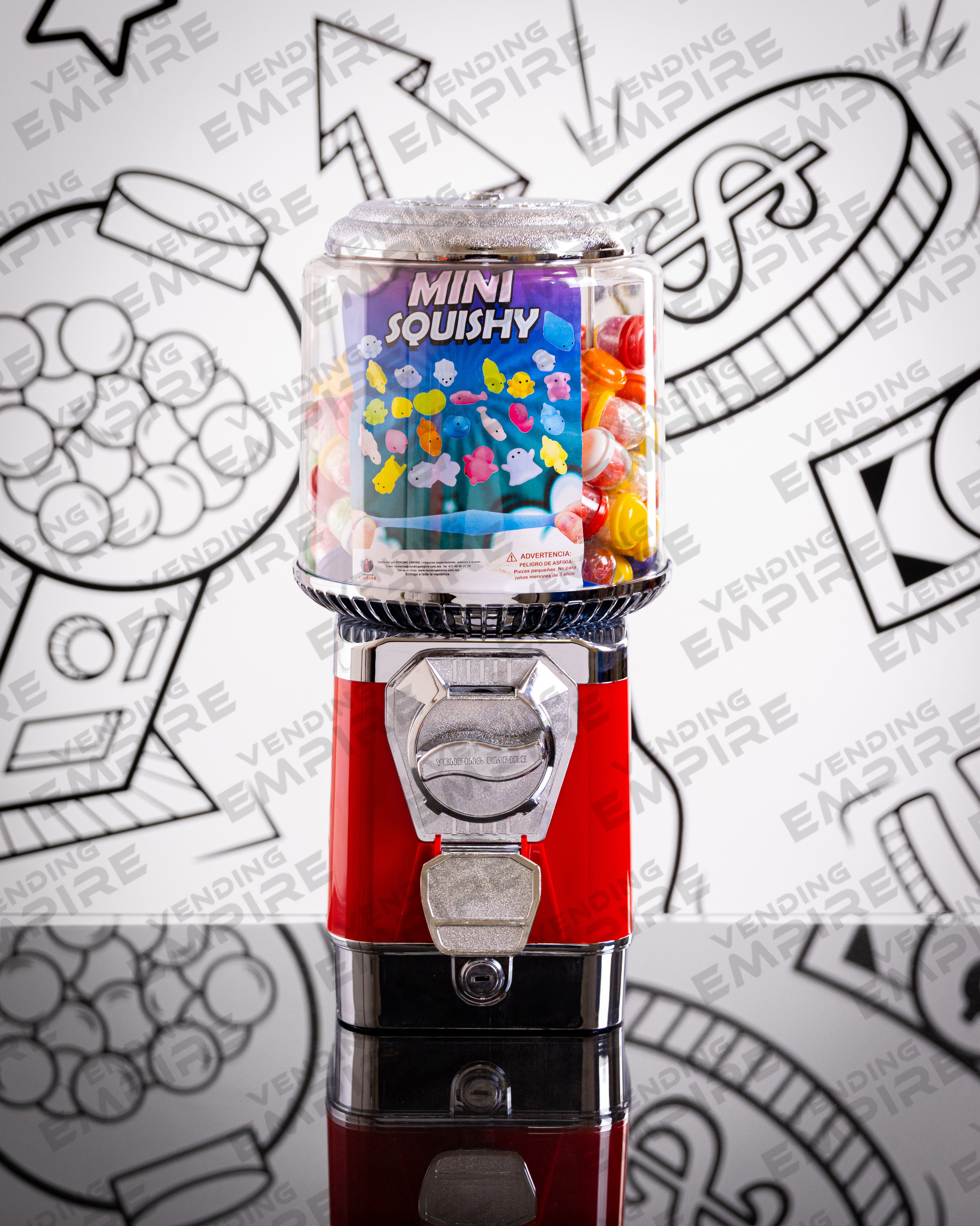 Maquina Chiclera Vending Empire Suprema c/ caja para recoger las monedas Nueva
