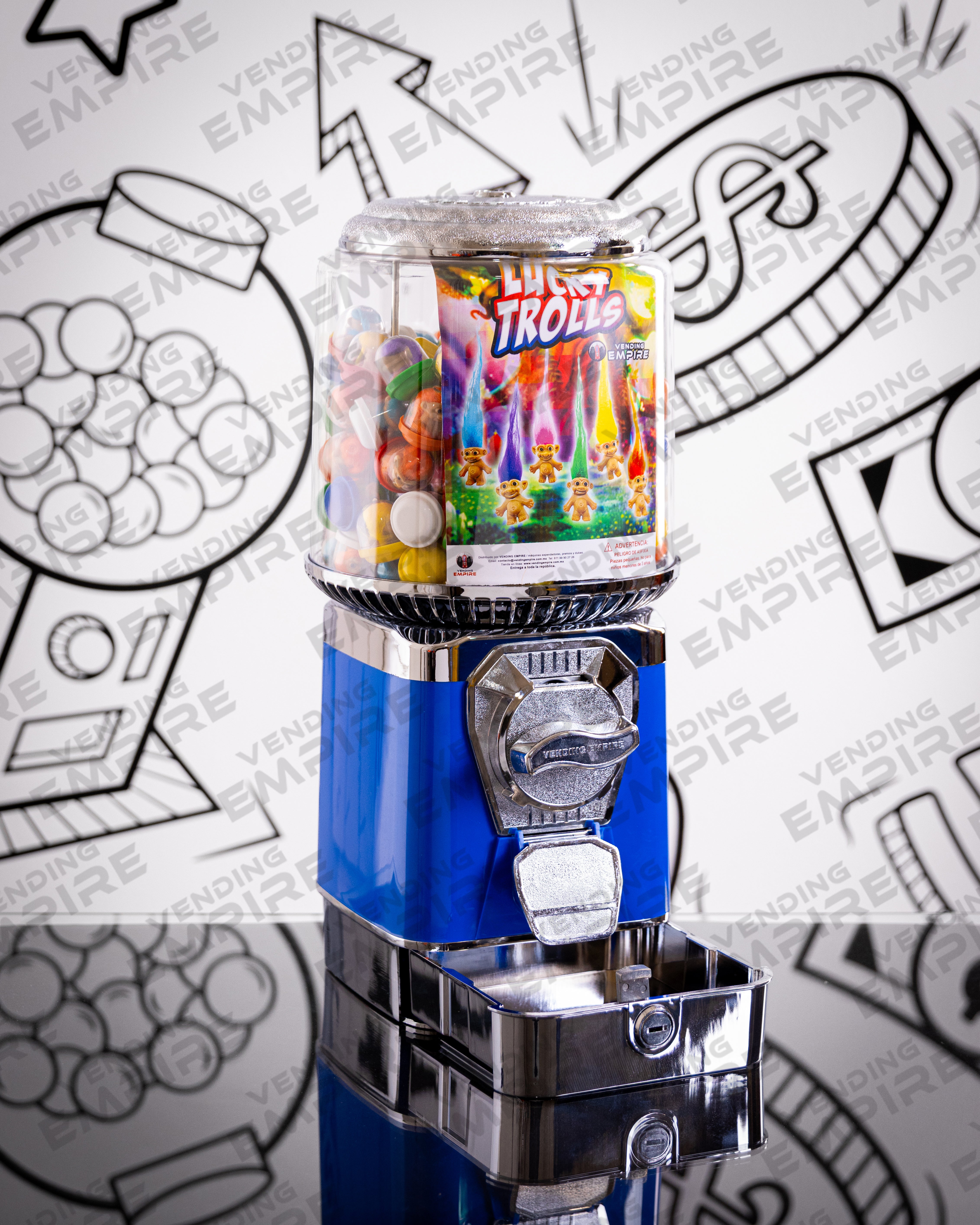 Maquina Chiclera Vending Empire Suprema c/ caja para recoger las monedas Nueva