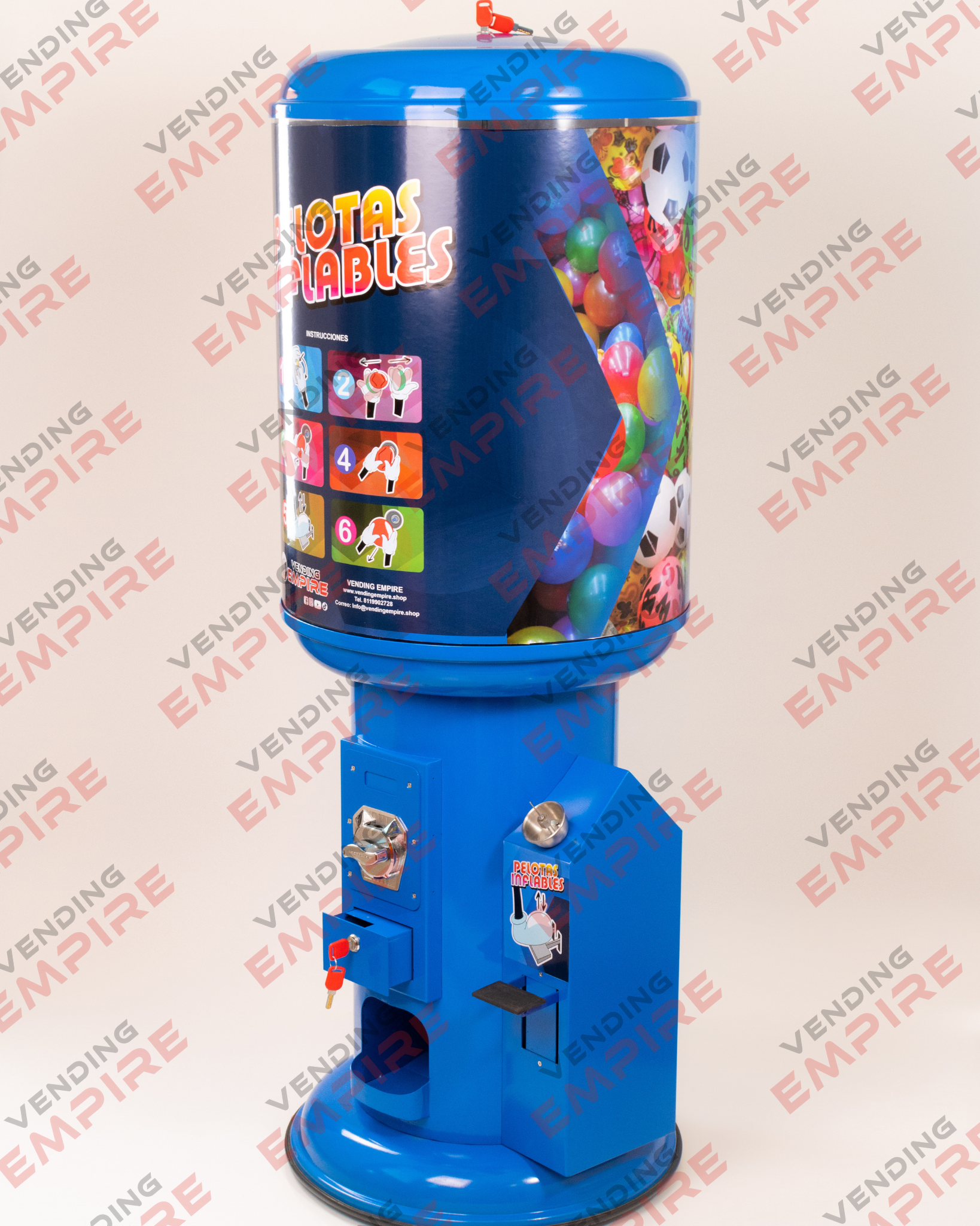 Maquina expendedora Vending Empire InflaPelotas Azul [Mayor Capacidad]