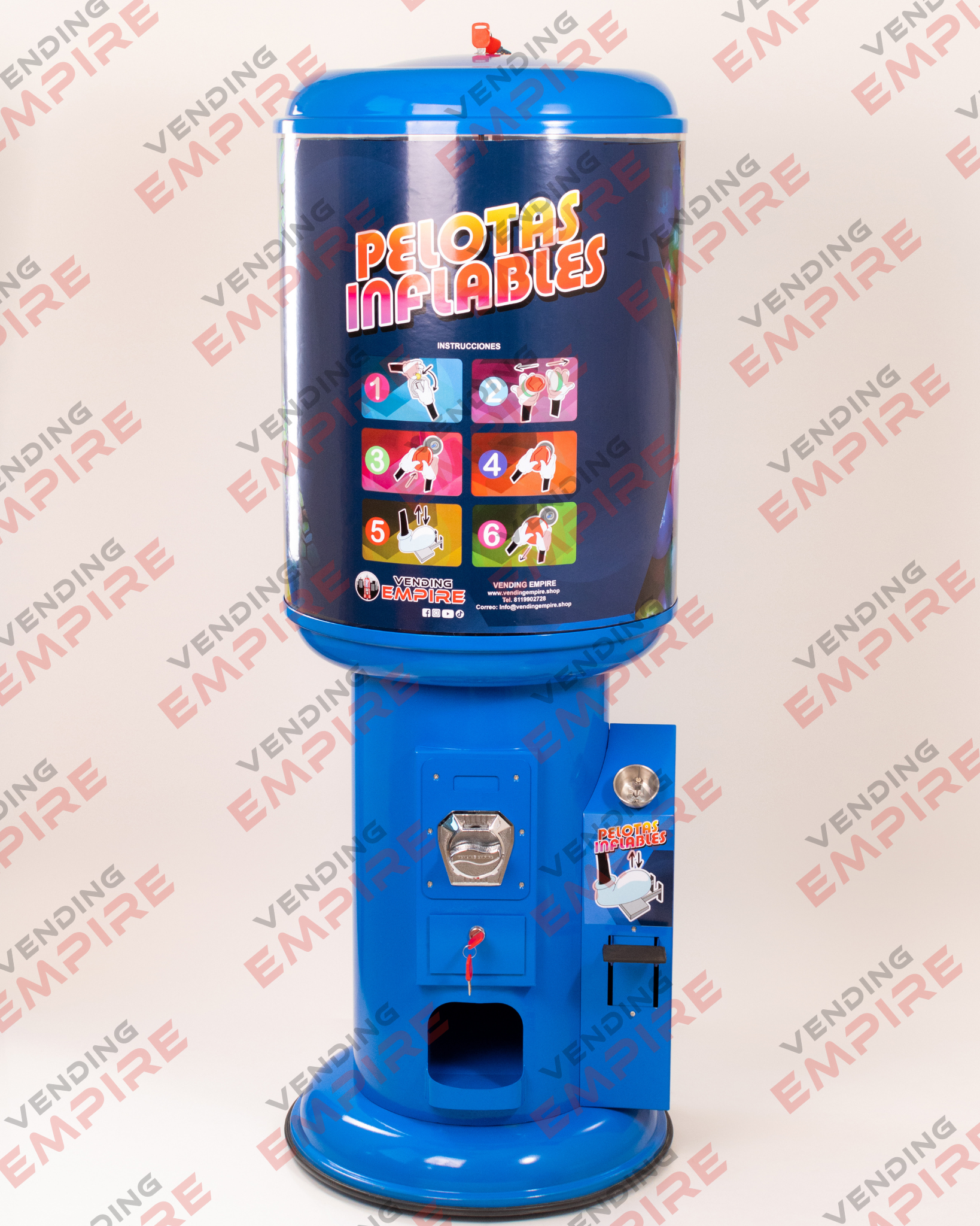 Maquina expendedora Vending Empire InflaPelotas Azul [Mayor Capacidad]