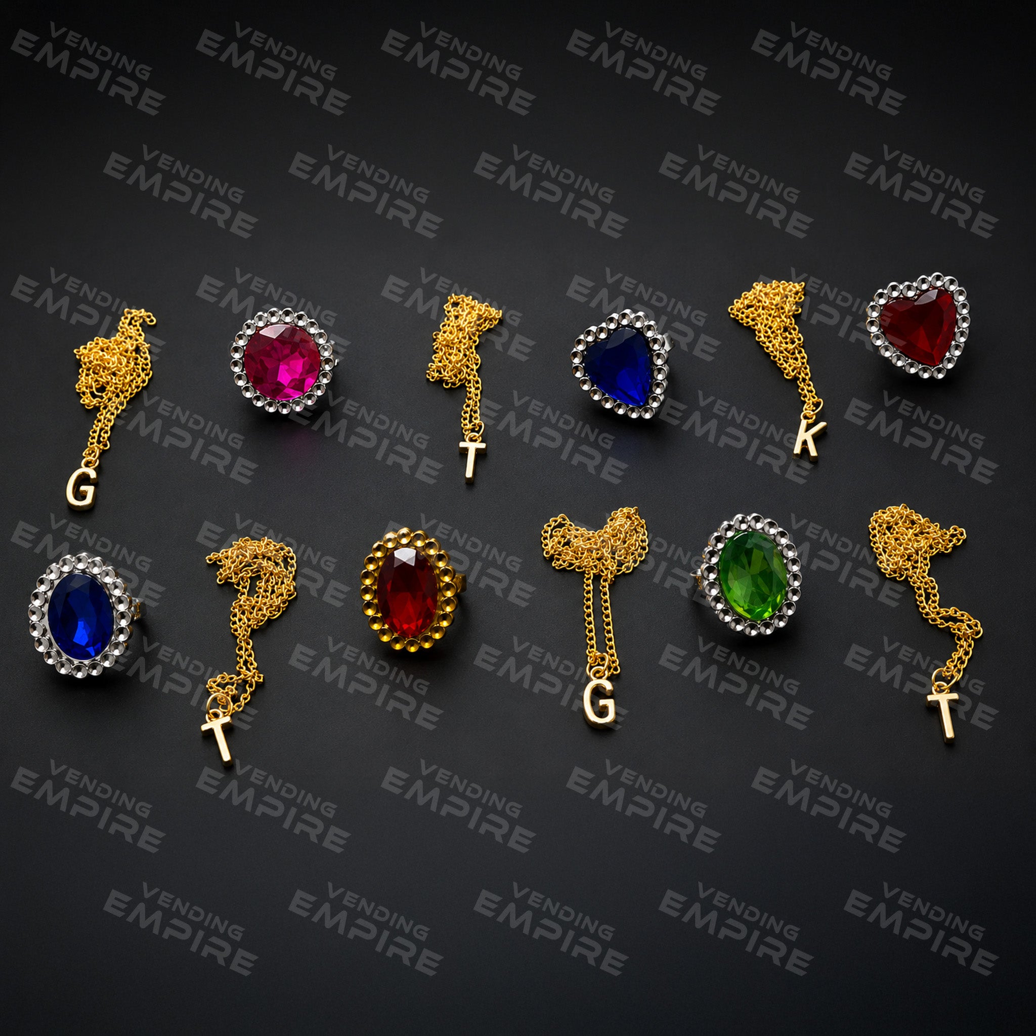 Mix de Gemas Brillantes con Cadenas de Letras Para Máquina Vending de 1” (Con Cápsula)
