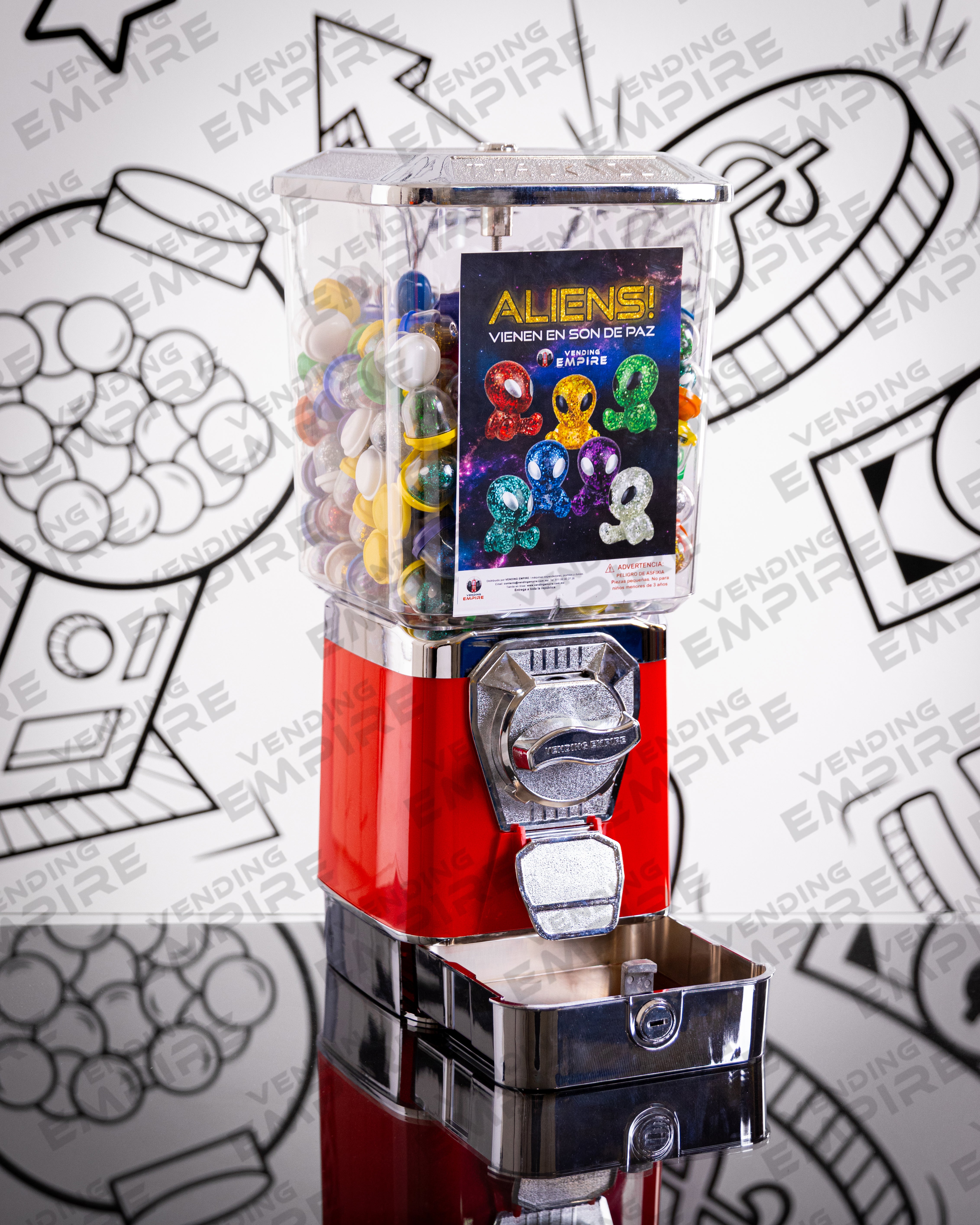 Maquina Chiclera Premium Vending Empire c/ Caja de Monedas Nueva