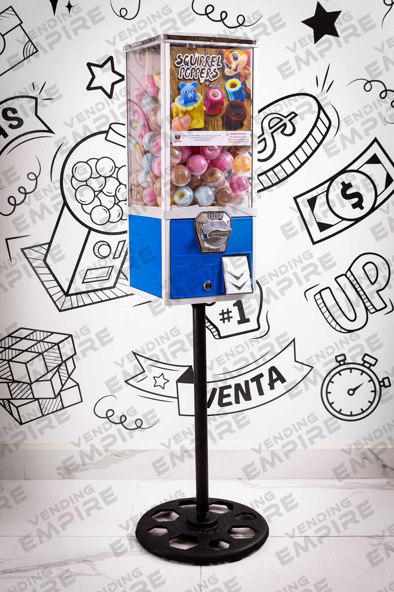 Maquina Capsulera Vending Empire 2″ con Pedestal Redondo Vending Empire [Envío Gratis]