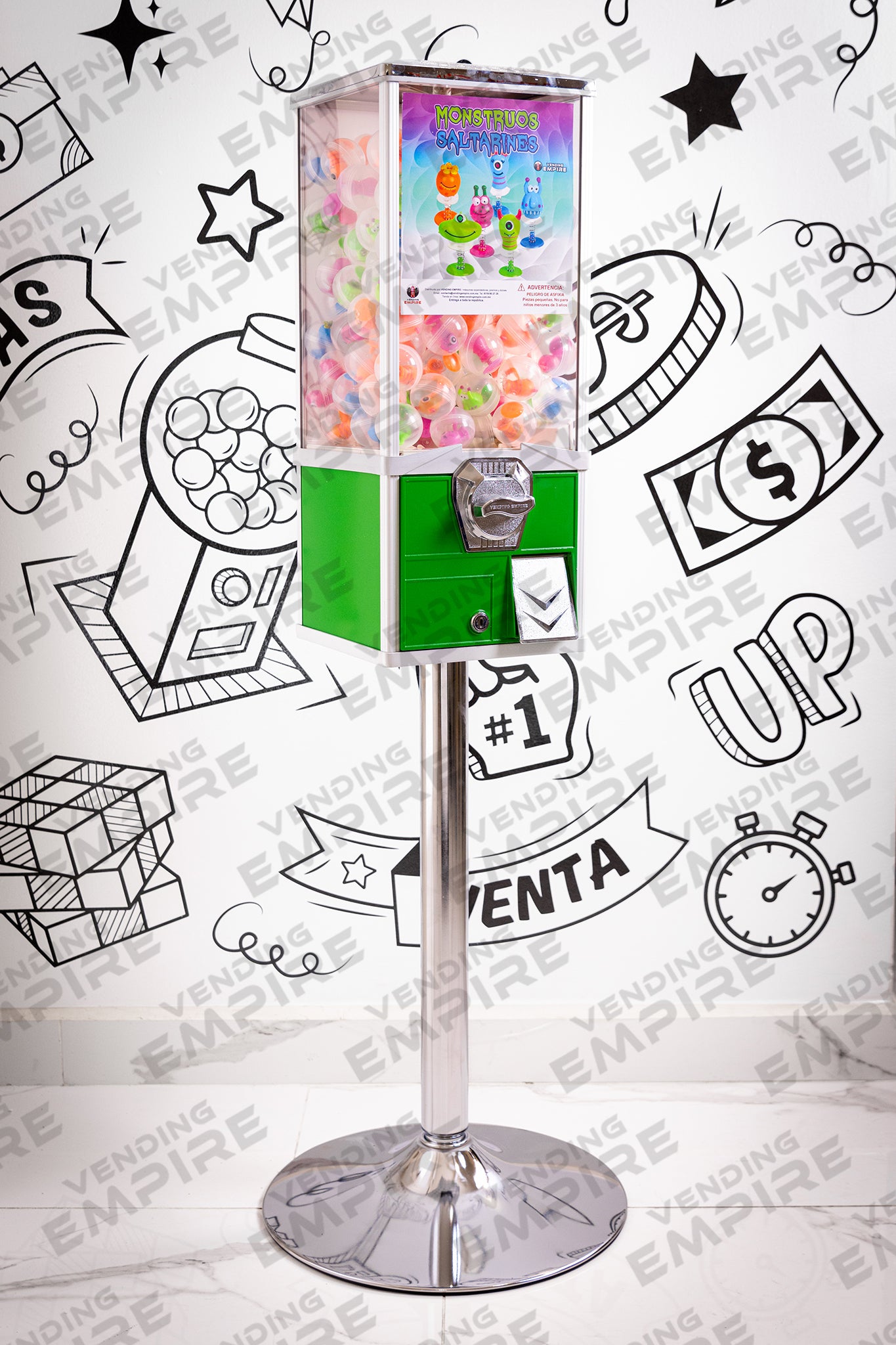 Maquina Capsulera Vending Empire 2″ con Pedestal Cromado [Envío Gratis]