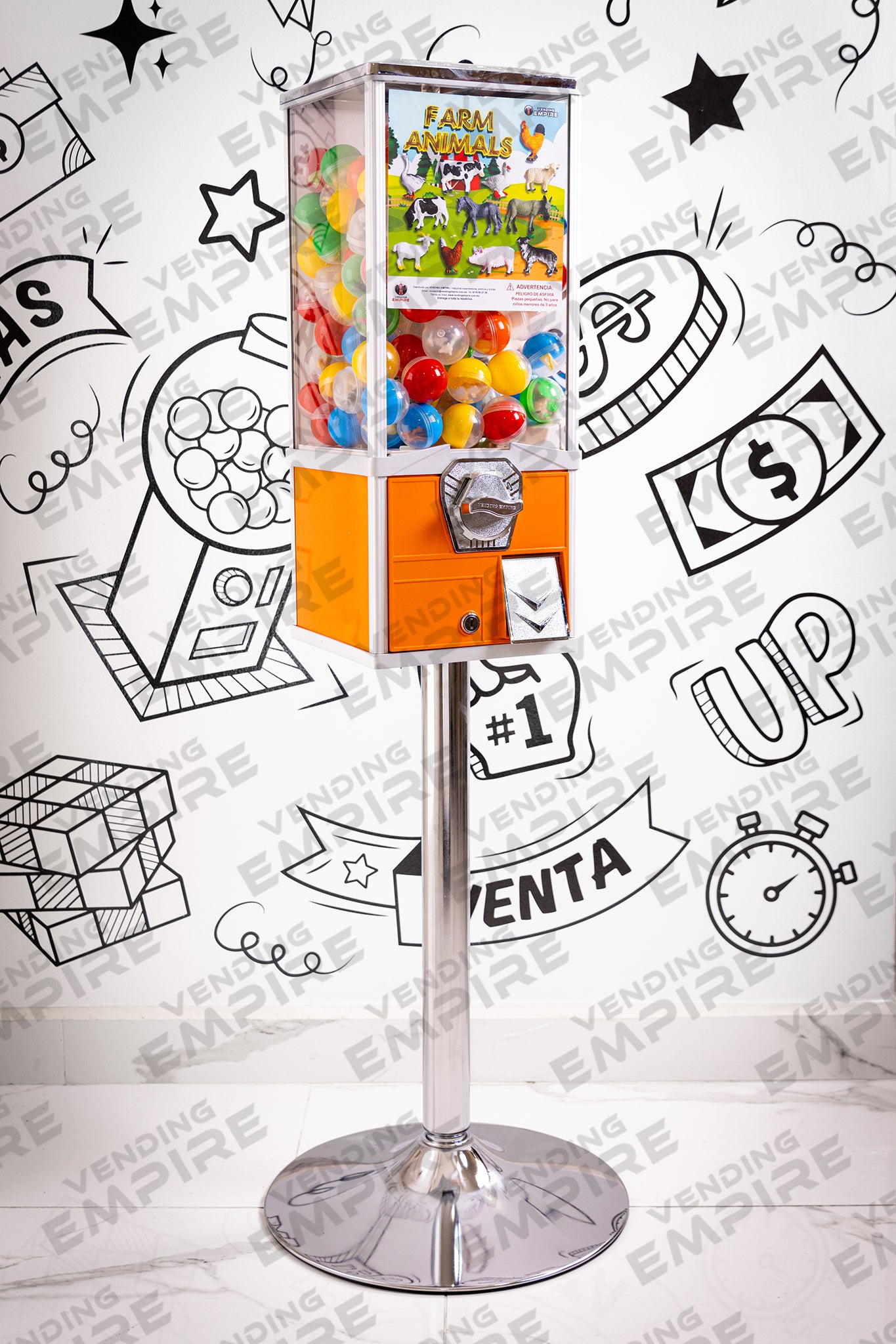 Maquina Capsulera Vending Empire 2″ con Pedestal Cromado [Envío Gratis]