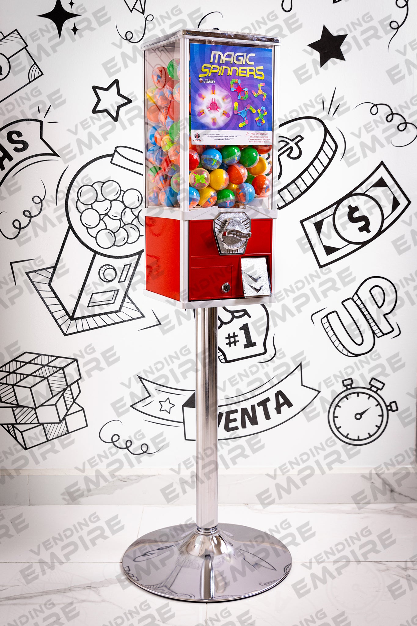 Maquina Capsulera Vending Empire 2″ con Pedestal Cromado [Envío Gratis]