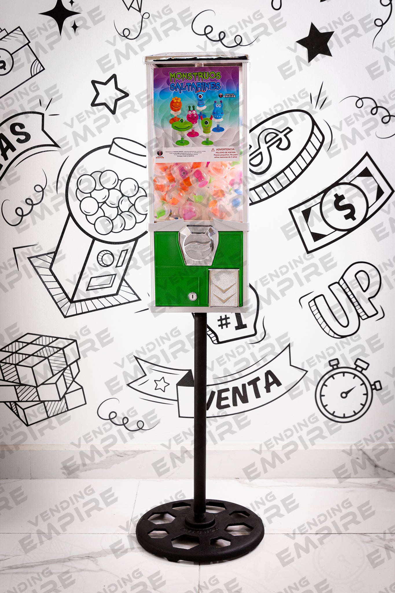 Maquina Capsulera Vending Empire 2″ con Pedestal Redondo Vending Empire [Envío Gratis]