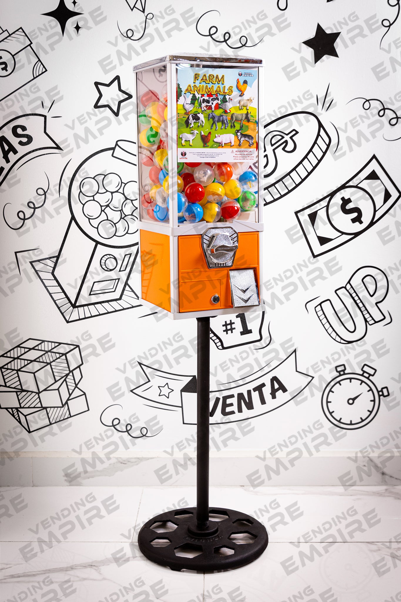 Maquina Capsulera Vending Empire 2″ con Pedestal Redondo Vending Empire [Envío Gratis]