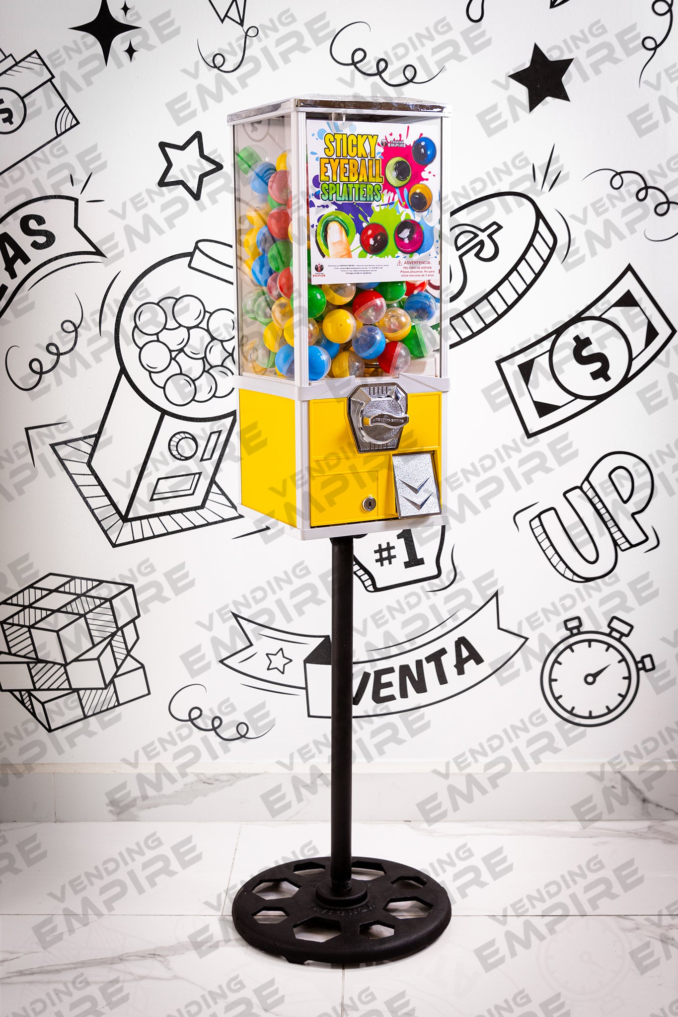 Maquina Capsulera Vending Empire 2″ con Pedestal Redondo Vending Empire [Envío Gratis]