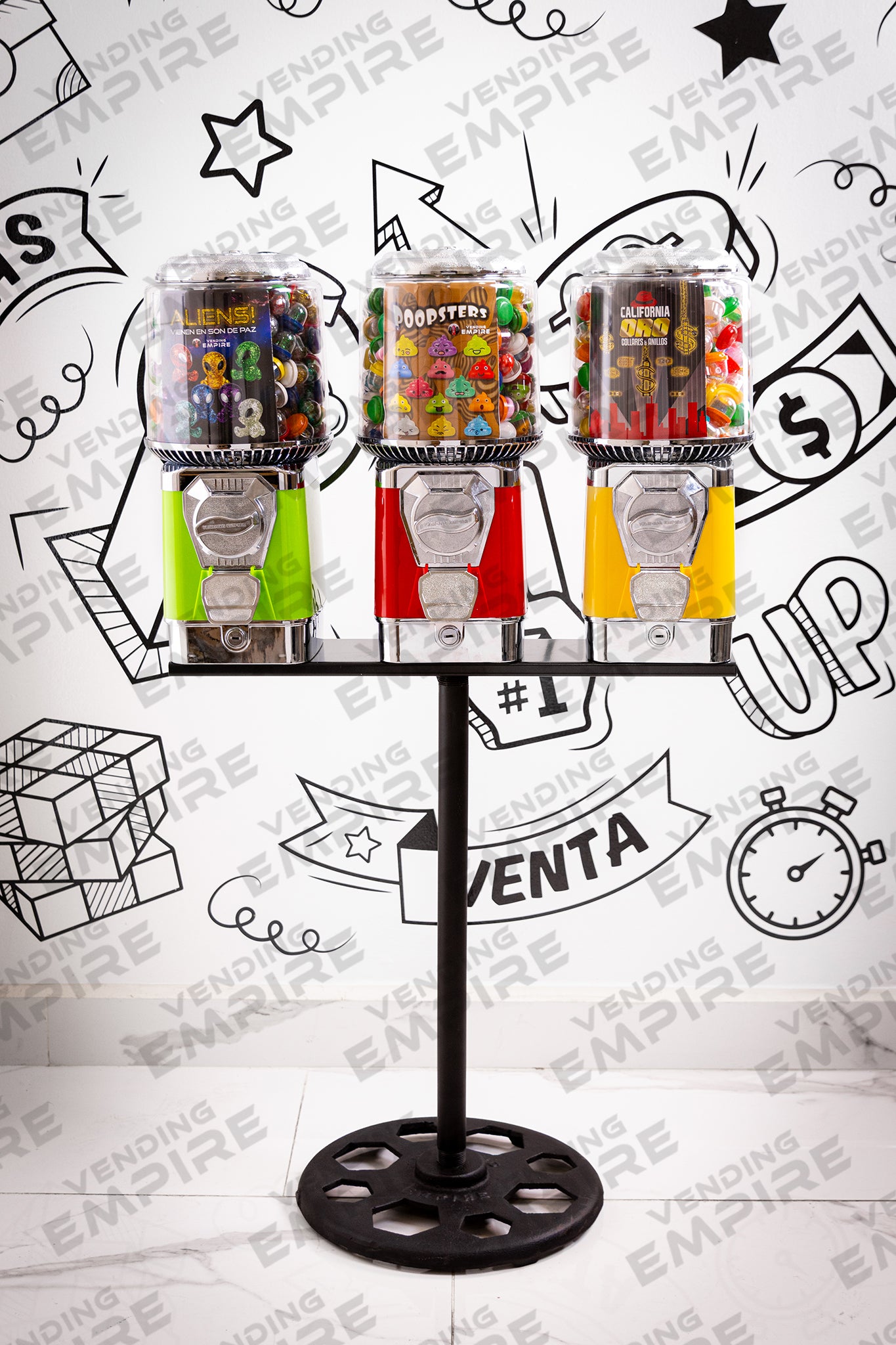 Kit Triple de Maquinas Supremas Vending Empire con Pedestal Redondo Vending Empire [Envío Gratis]