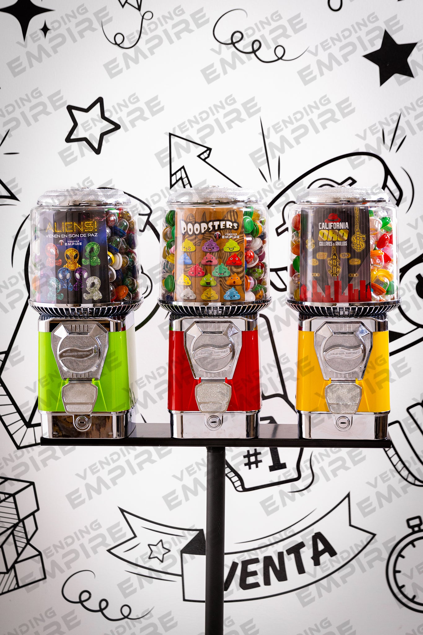 Kit Triple de Maquinas Supremas Vending Empire con Pedestal Redondo Vending Empire [Envío Gratis]