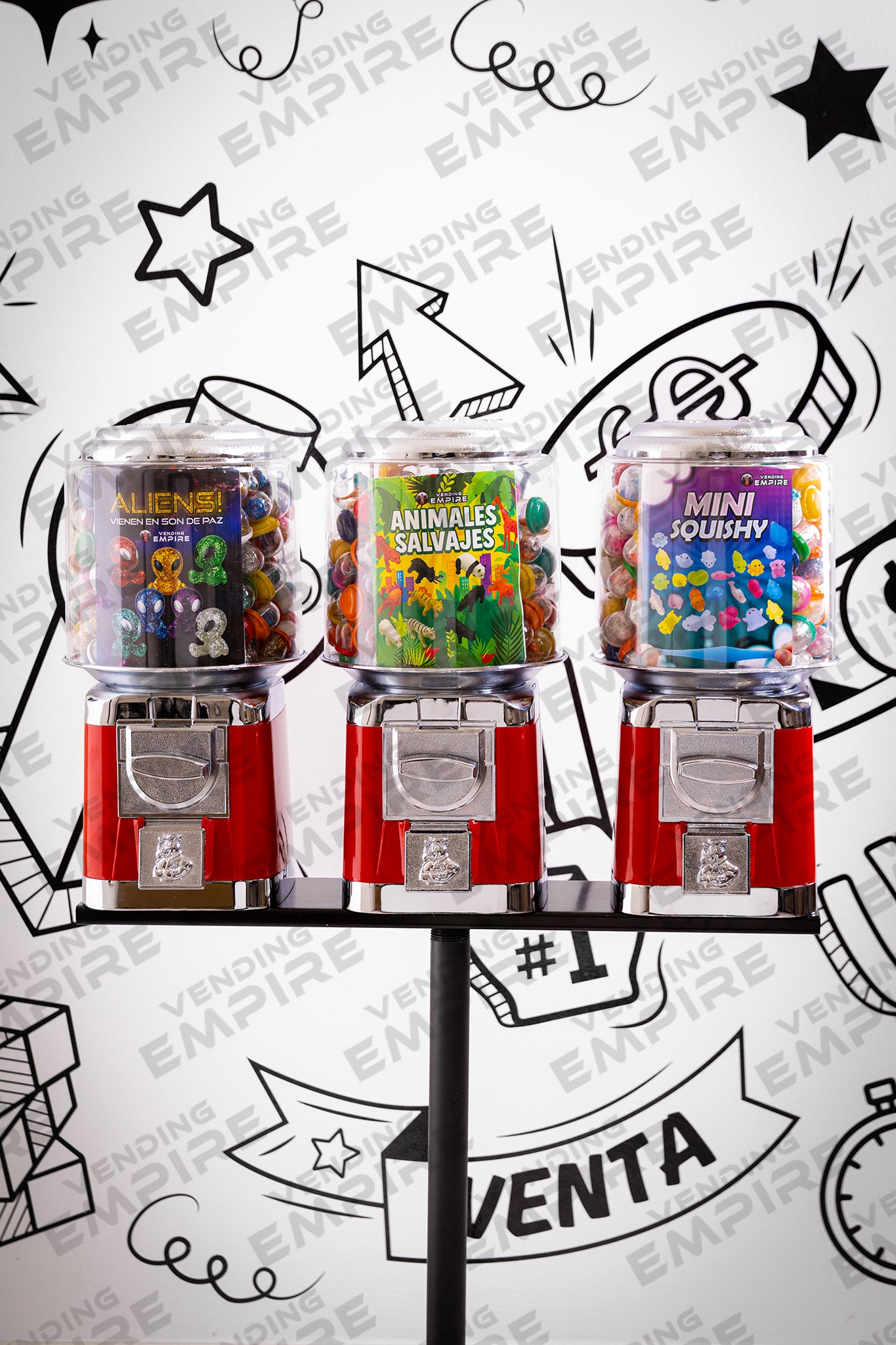 Kit Triple de Maquinas Rhino con Pedestal Redondo Vending Empire [Envío Gratis]