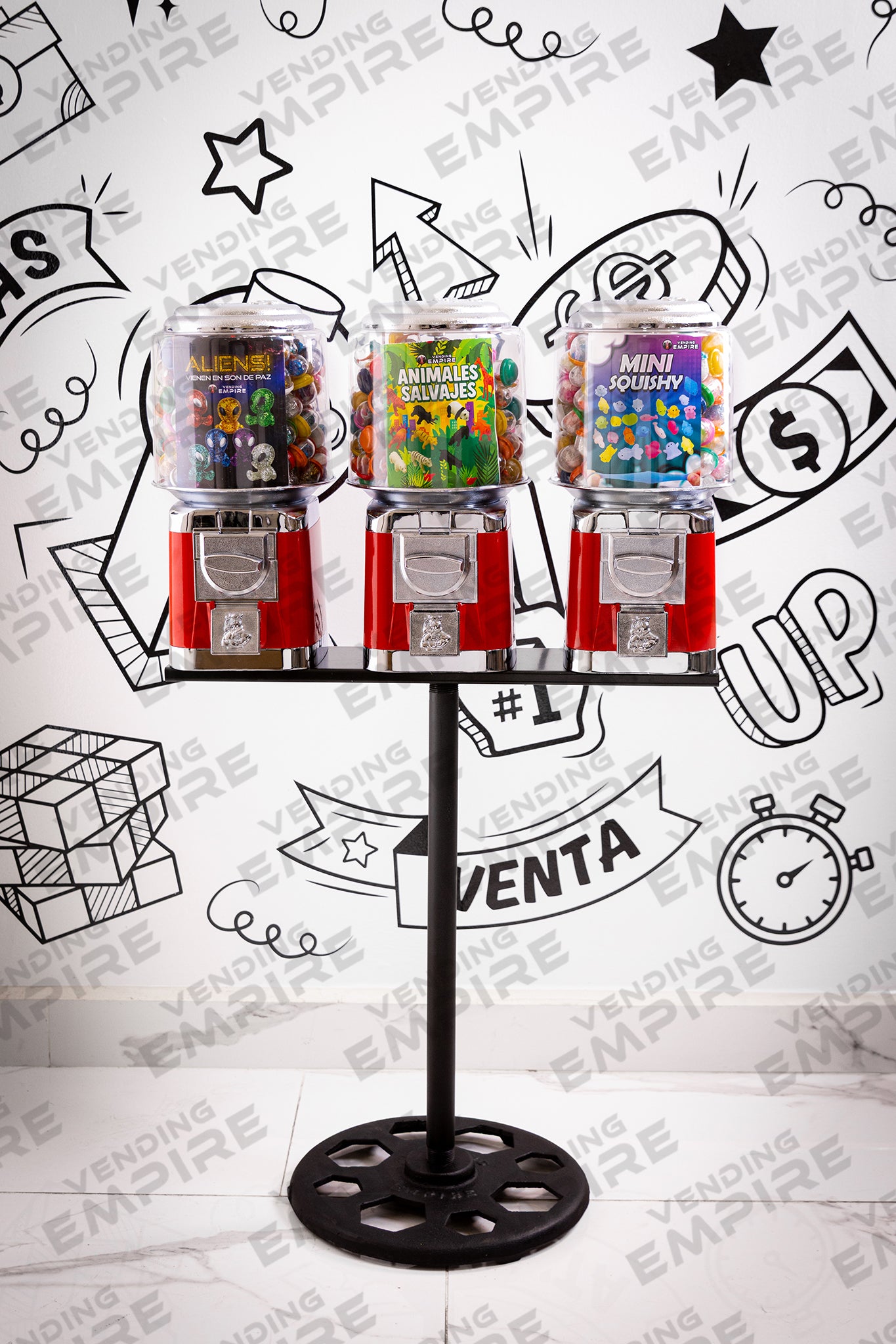 Kit Triple de Maquinas Rhino con Pedestal Redondo Vending Empire [Envío Gratis]