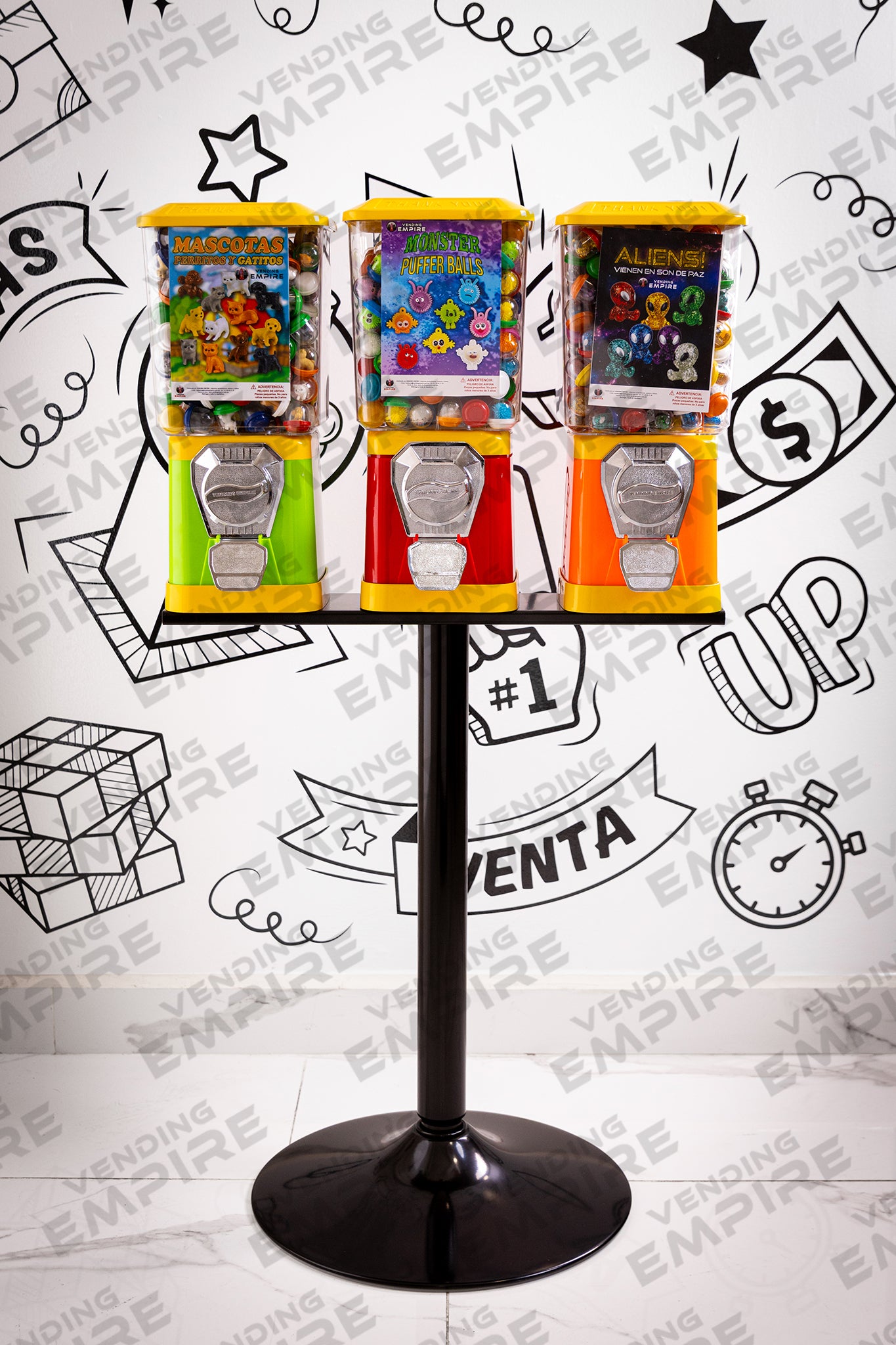 Kit Triple de Maquinas Clasicas Vending Empire con Pedestal Redondo [Envío Gratis]