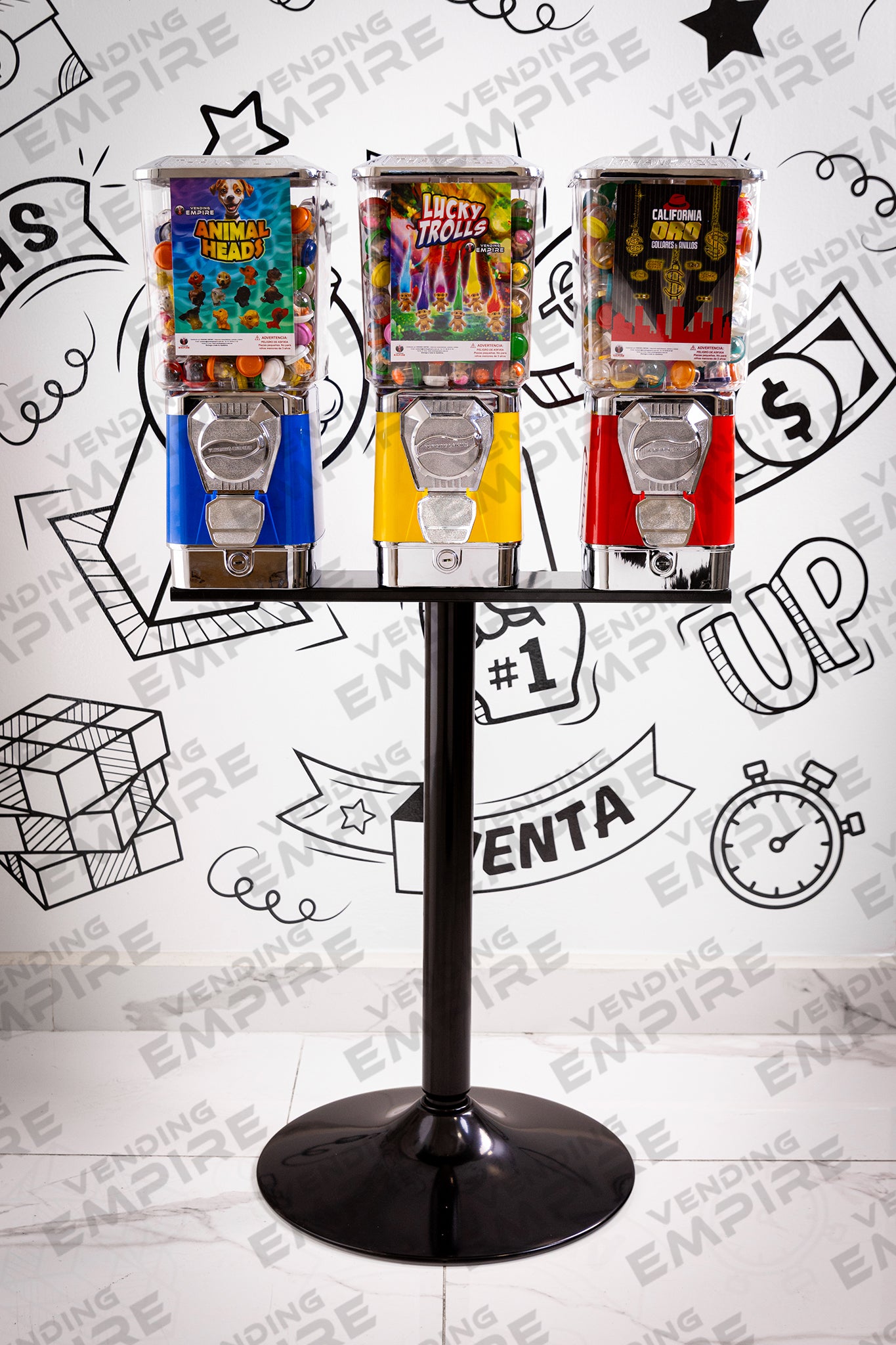 Kit Triple de Maquinas Premium Vending Empire con Pedestal Redondo [Envío Gratis]