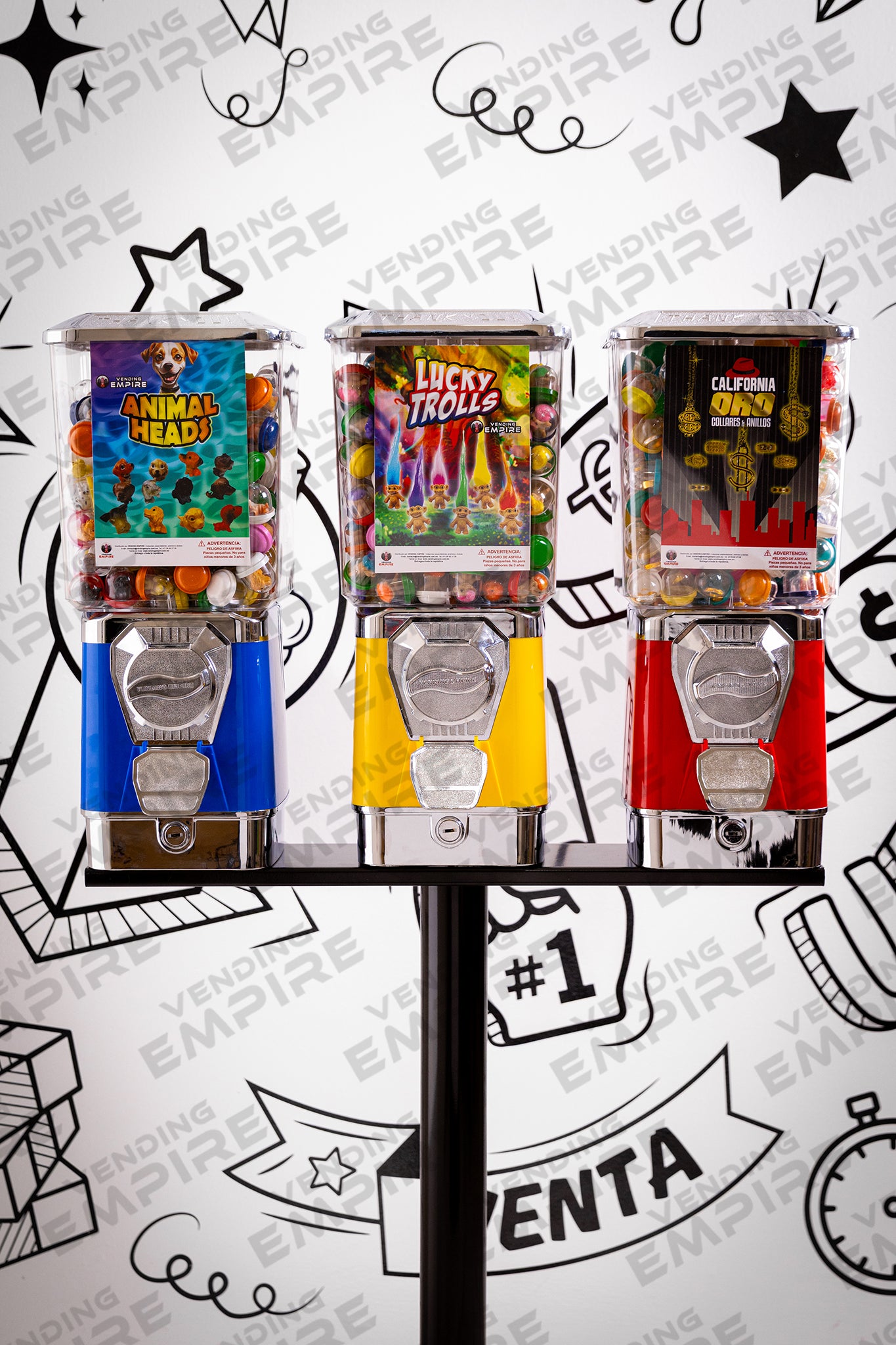 Kit Triple de Maquinas Premium Vending Empire con Pedestal Redondo [Envío Gratis]