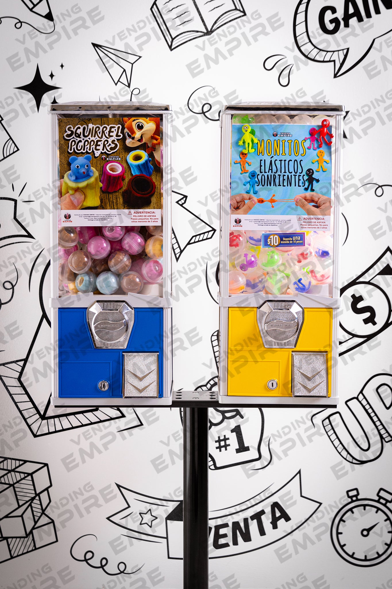Kit Doble de Maquina Capsulera Vending Empire 2″ con Pedestal Redondo [Envío Gratis]
