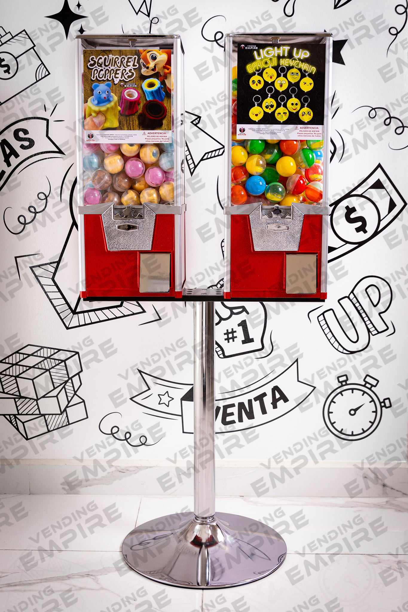 Kit Doble de Maquina Capsulera Rhino 2″ con Pedestal Cromado [Envío Gratis]