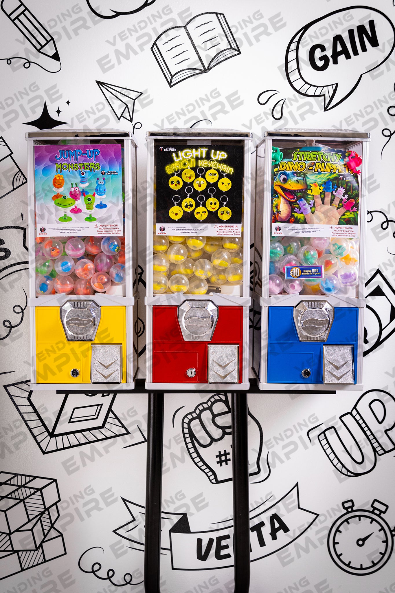 Kit Triple de Maquinas Capsuleras Vending Empire 2″ con Pedestal U [Envío Gratis]