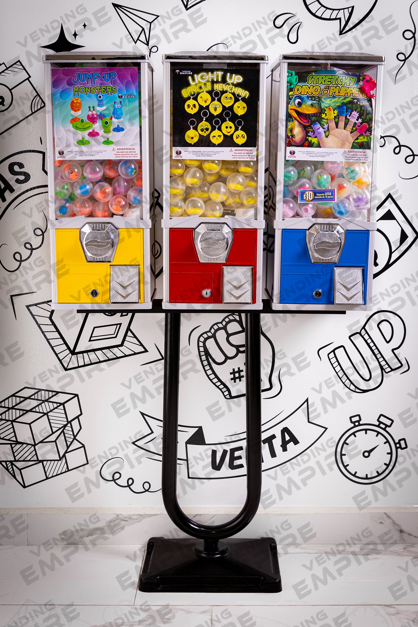 Kit Triple de Maquinas Capsuleras Vending Empire 2″ con Pedestal U [Envío Gratis]