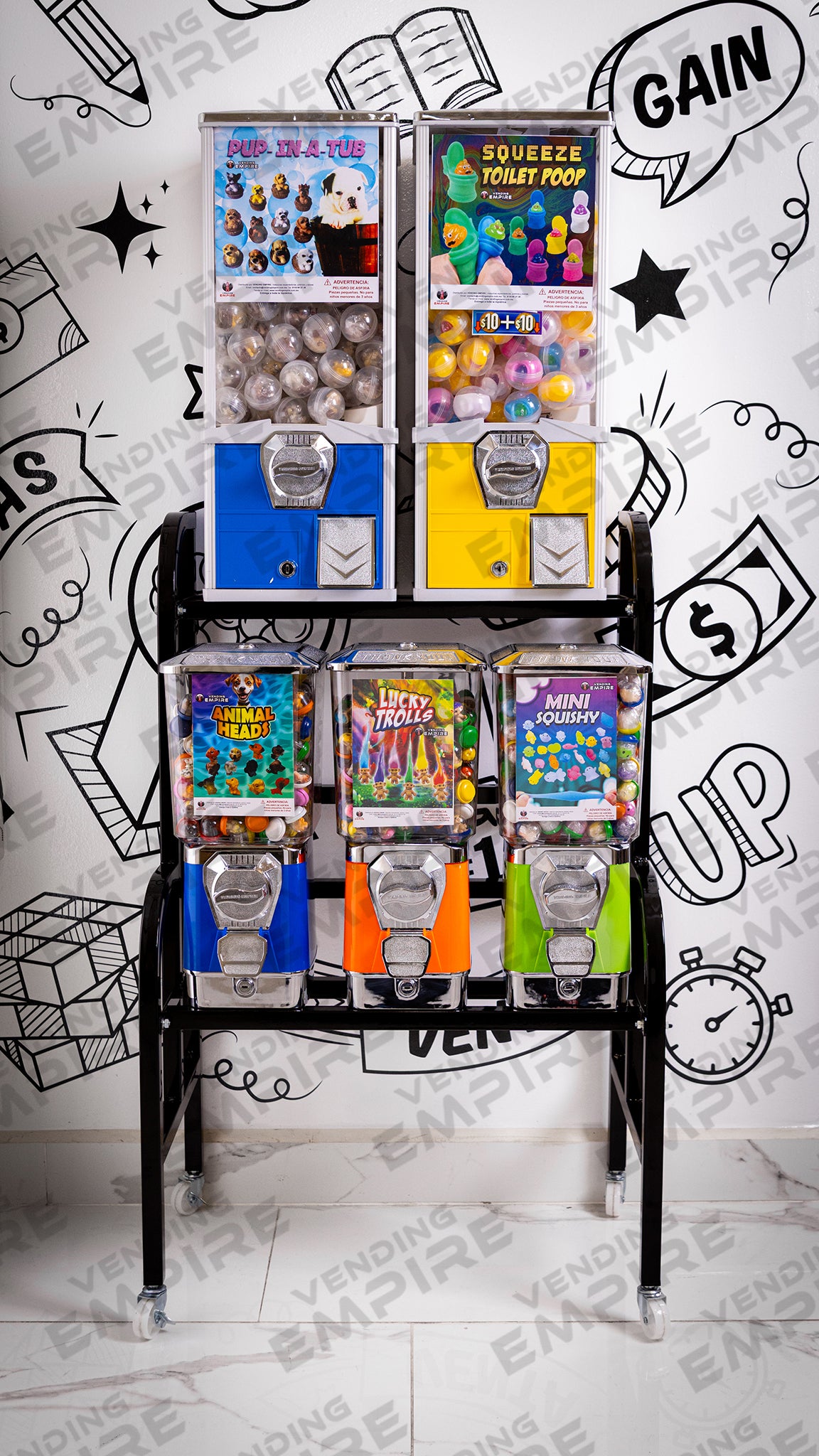 Rack Premium con 5 Maquinas Expendedoras Vending Empire [Envío Gratis]