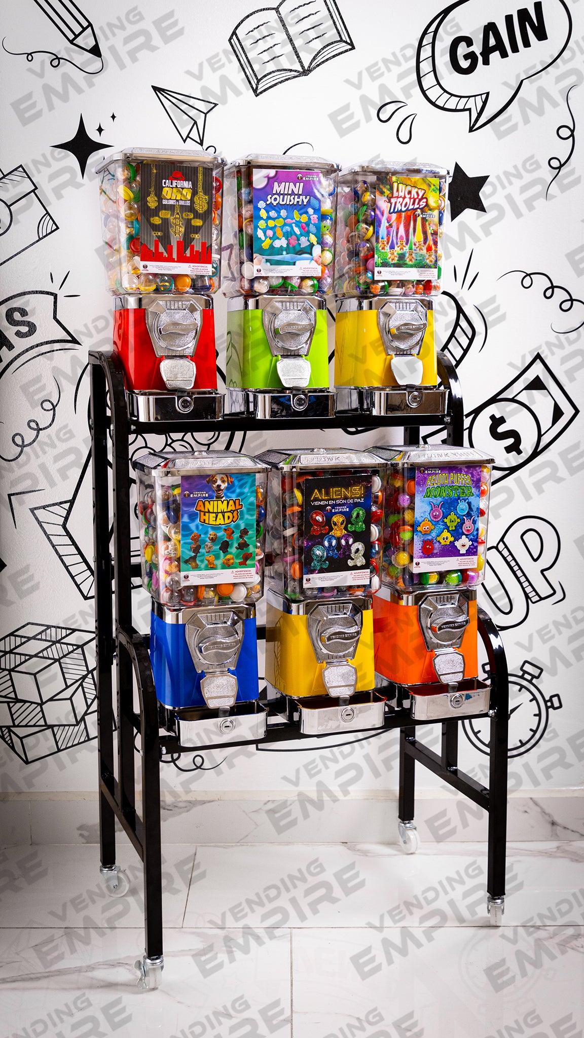 Chain Rack Vending Machine Kit de Rack Premium con 6 Maquinas Expendedoras Vending Empire [Envío