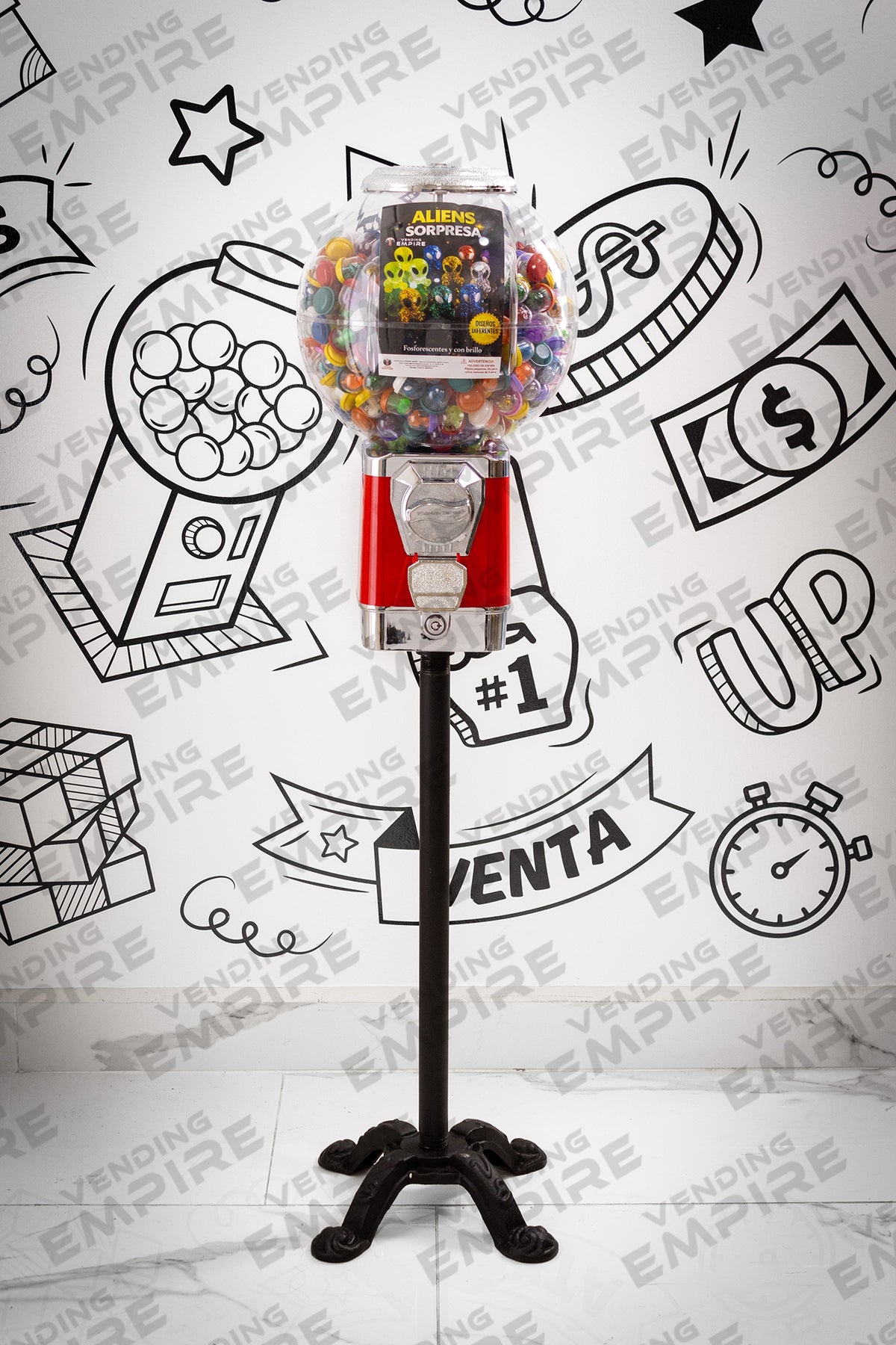 Máquina Chiclera Globo Vending Empire con Pedestal Araña