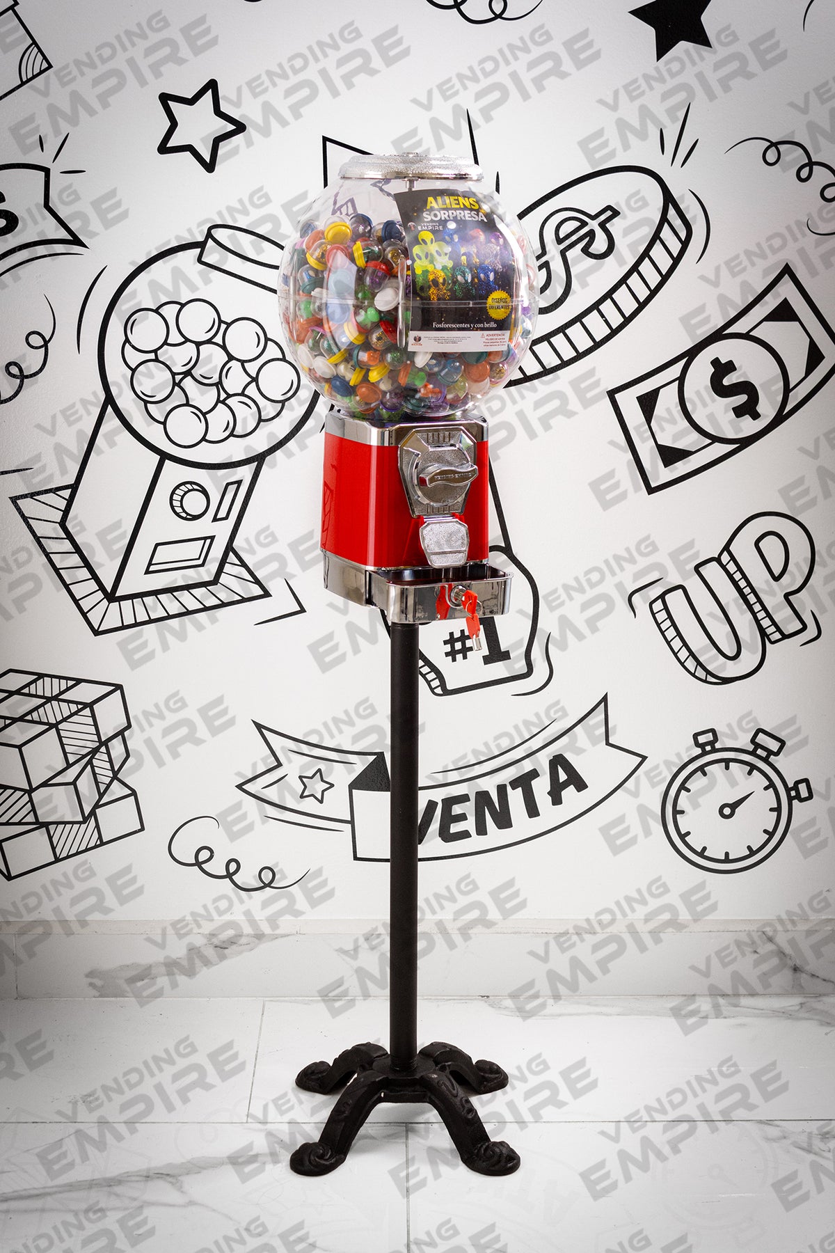 Máquina Chiclera Globo Vending Empire con Pedestal Araña