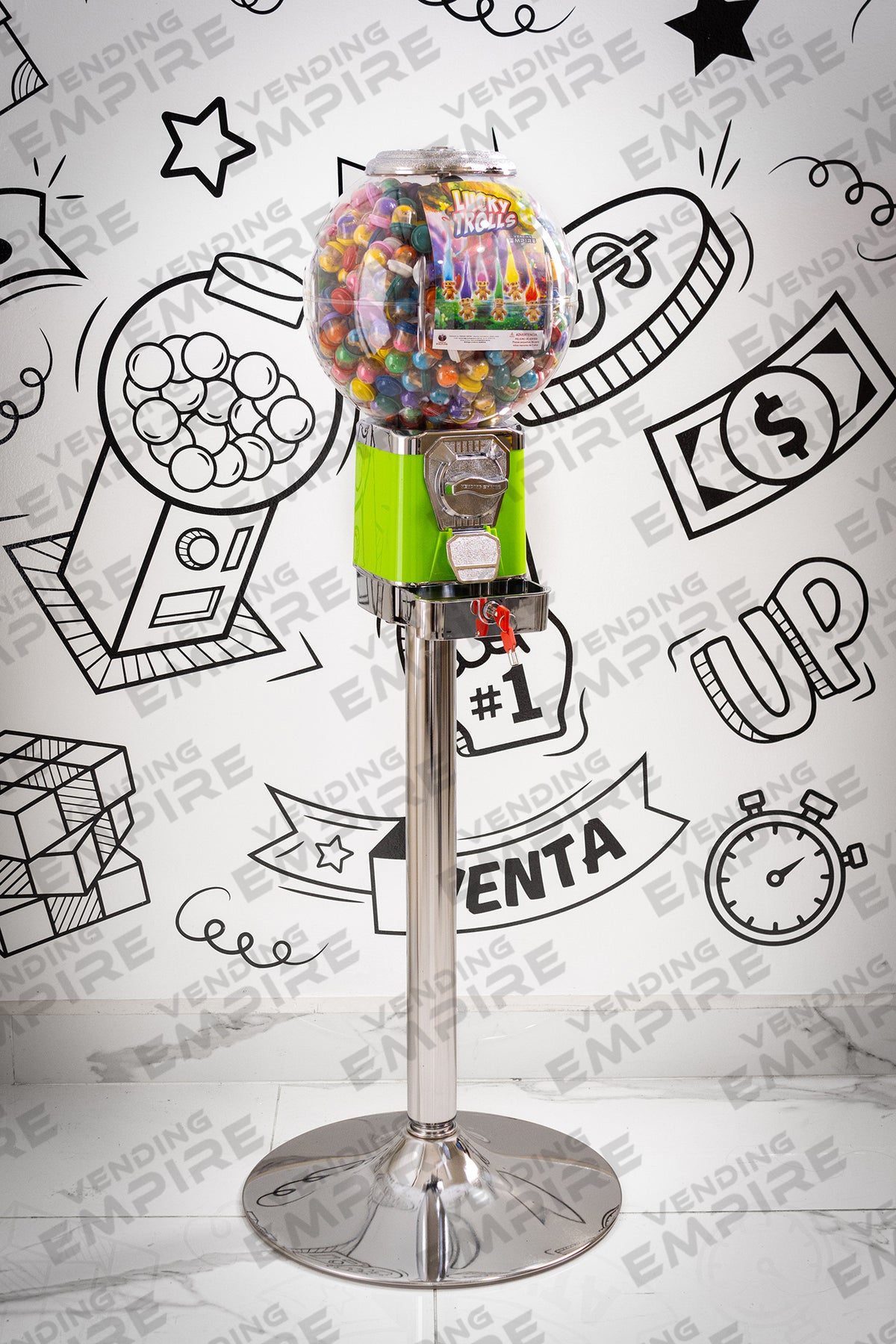 Máquina Chiclera Globo Vending Empire con Pedestal Cromado