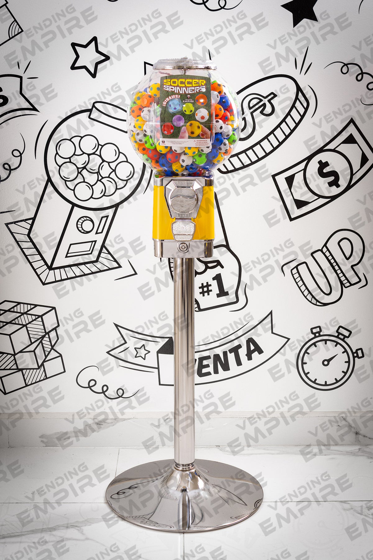 Máquina Chiclera Globo Vending Empire con Pedestal Cromado