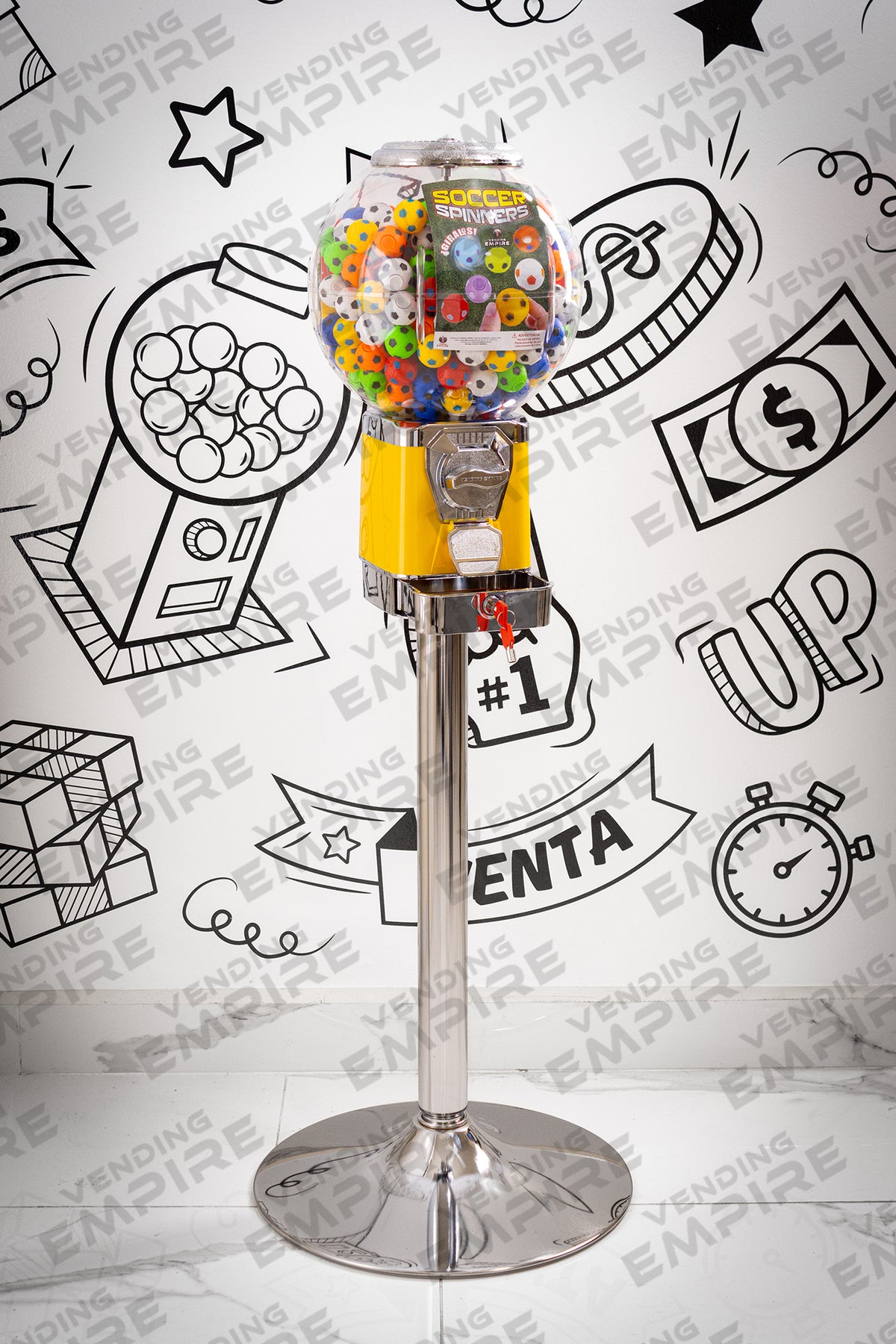 Máquina Chiclera Globo Vending Empire con Pedestal Cromado