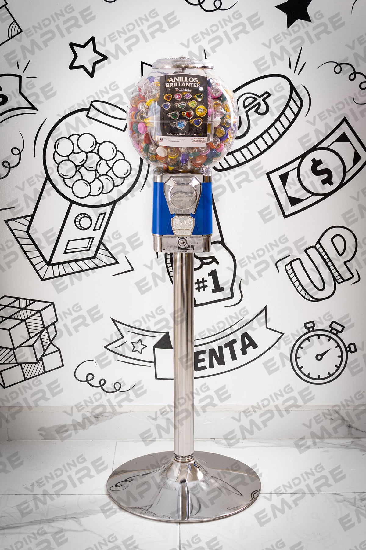 Máquina Chiclera Globo Vending Empire con Pedestal Cromado