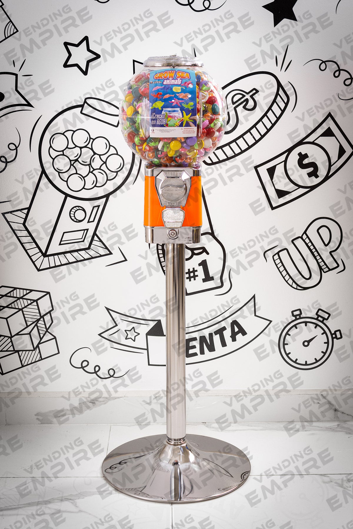 Máquina Chiclera Globo Vending Empire con Pedestal Cromado