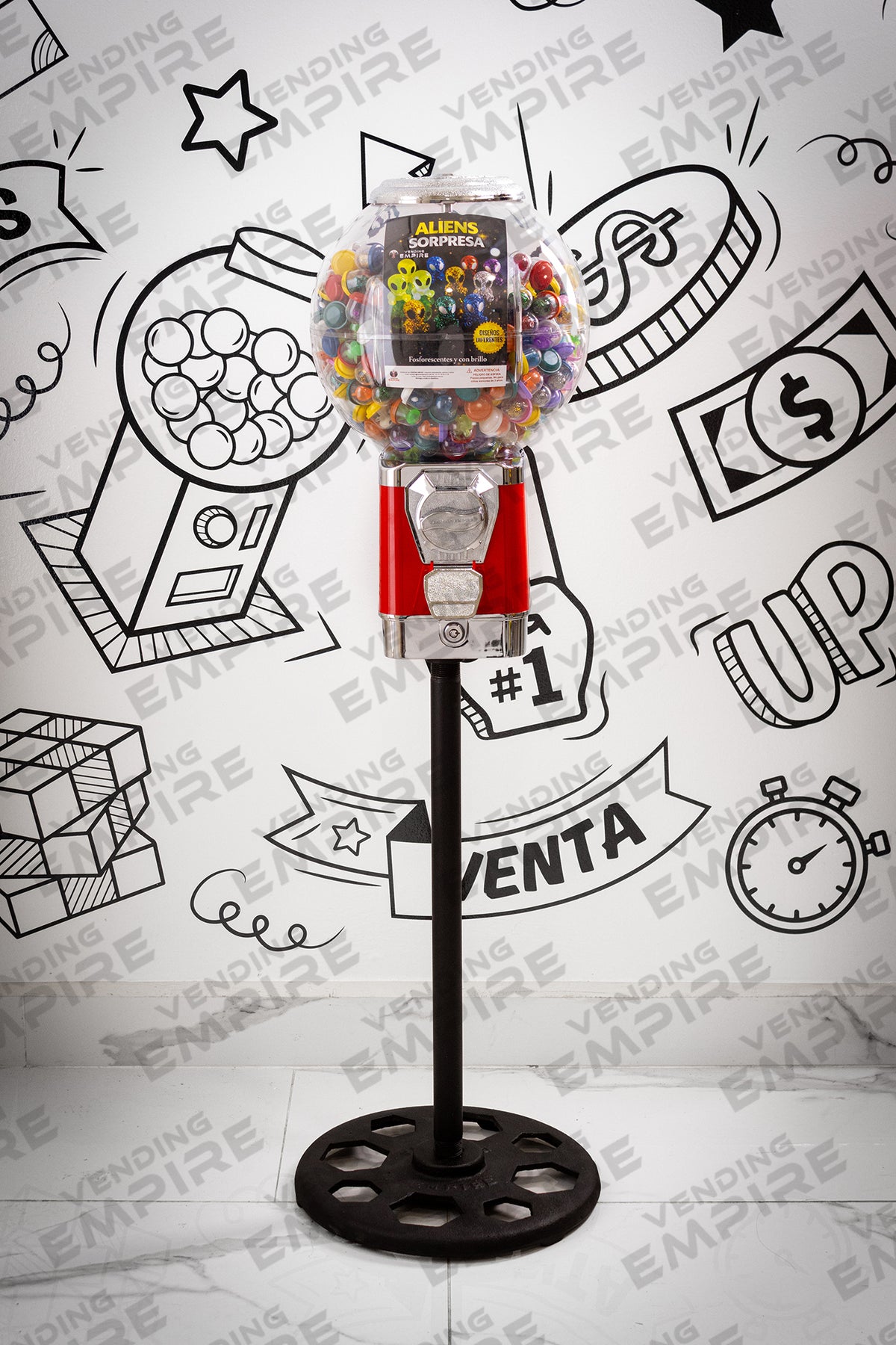 Máquina Chiclera Globo Vending Empire con Pedestal