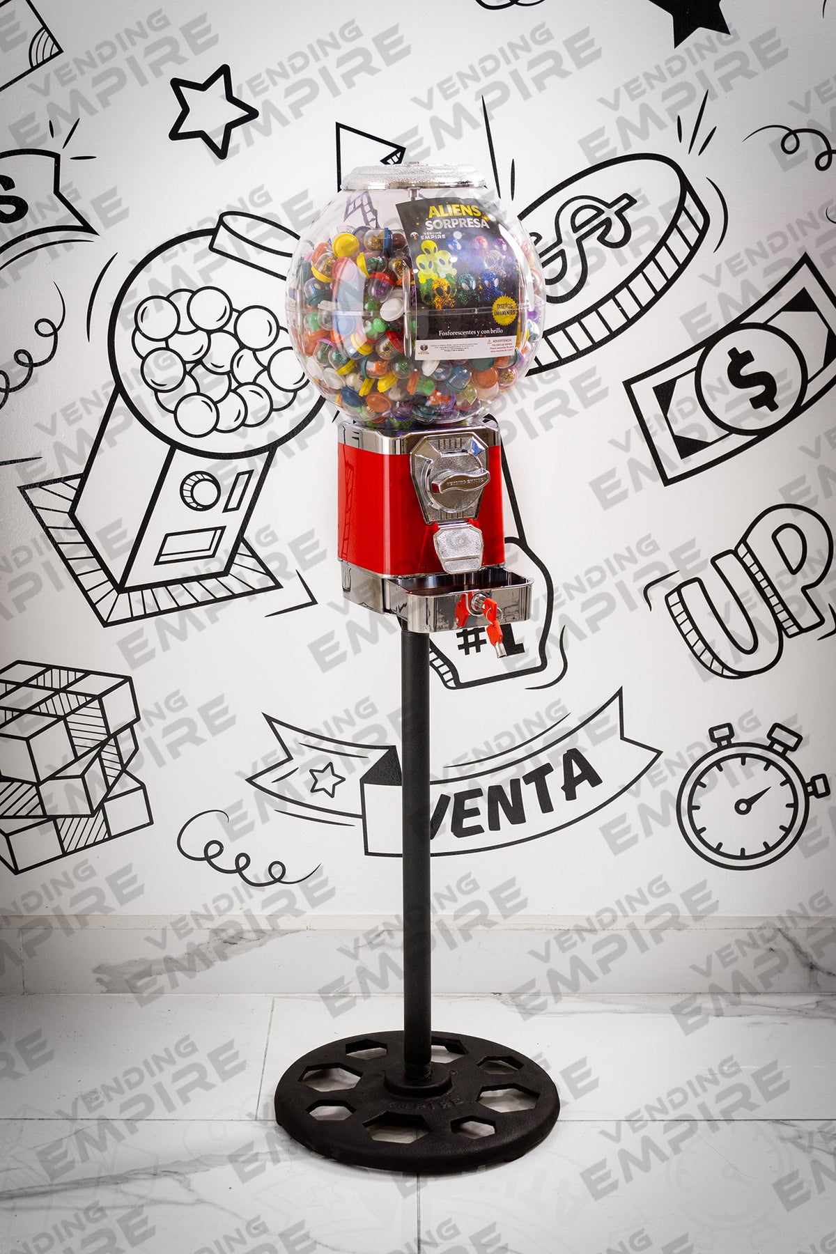 Máquina Chiclera Globo Vending Empire con Pedestal