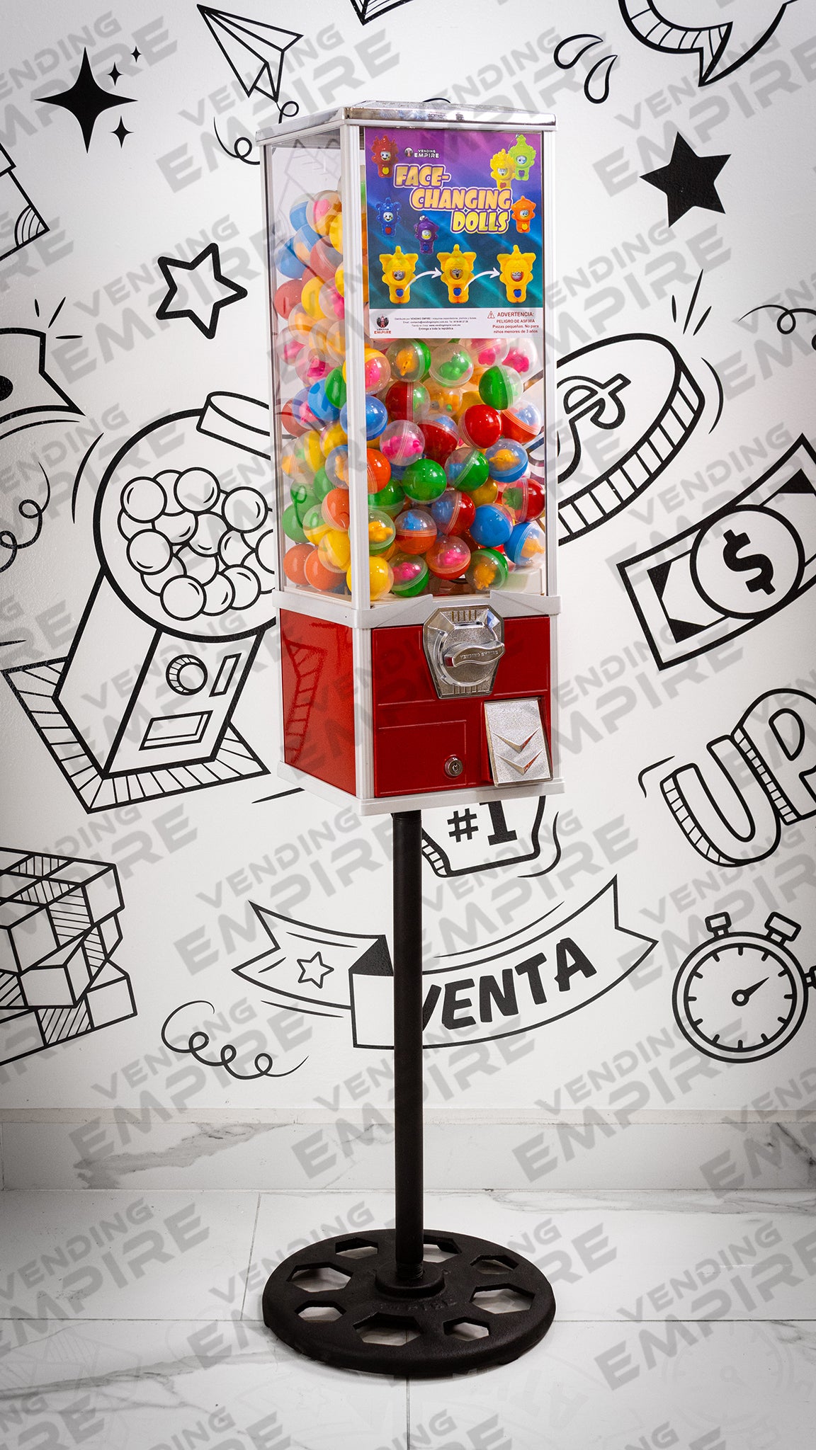 Máquina 2 Pulgadas de Mayor Capacidad con Pedestal Redondo Vending EMPIRE | Vending EMPIRE
