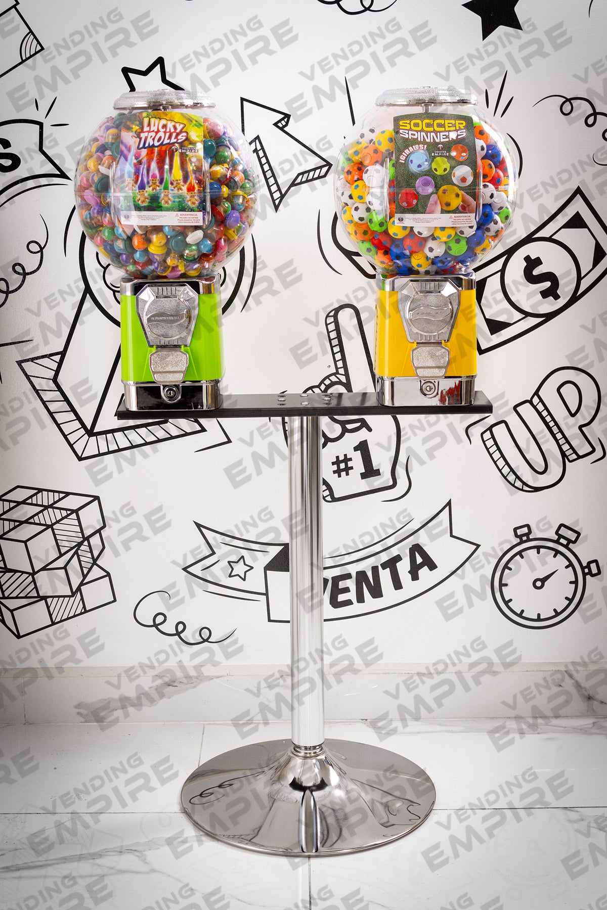 Modulo Doble Máquinas Globo Vending Empire con Pedestal Cromado