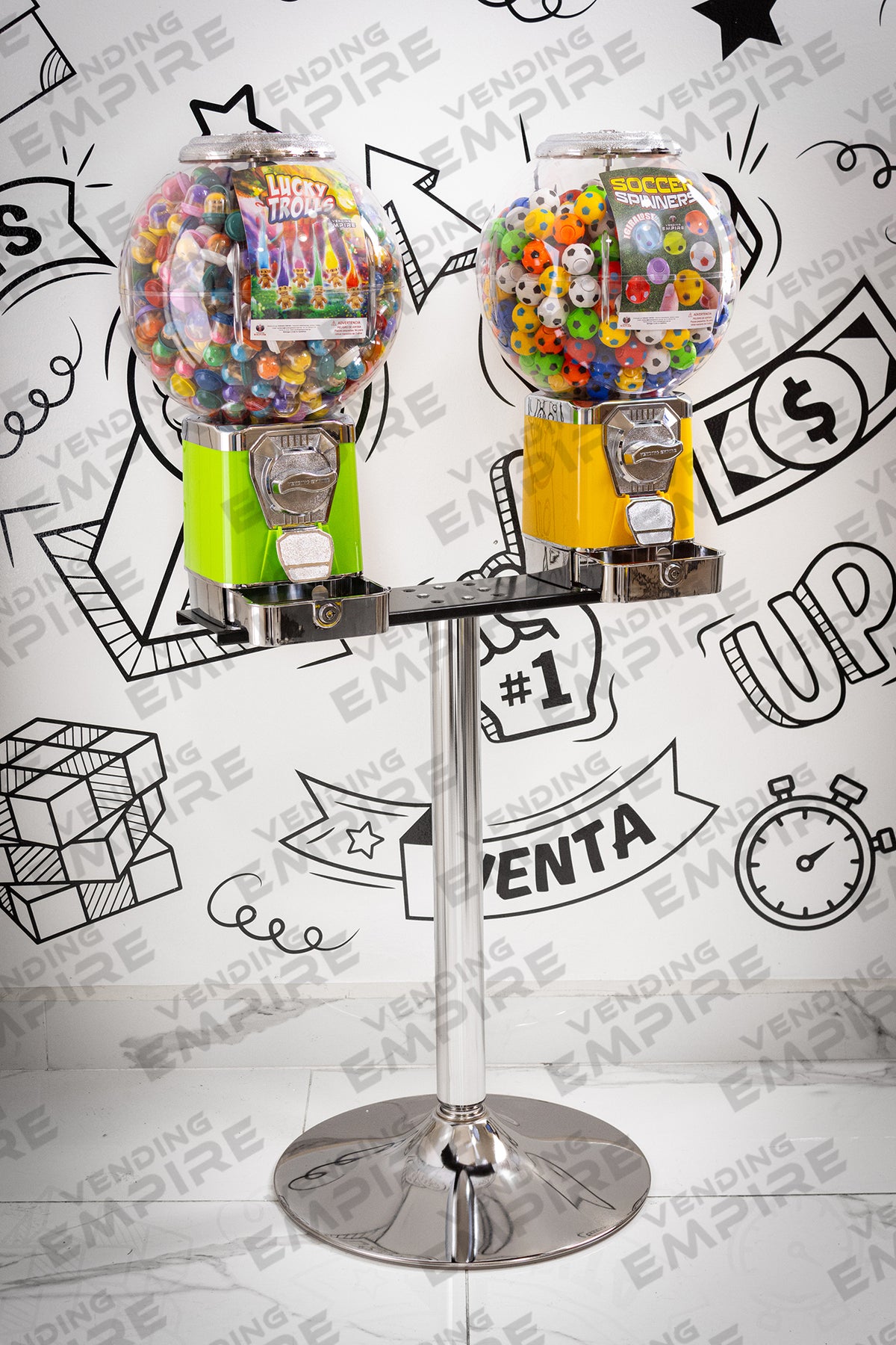 Modulo Doble Máquinas Globo Vending Empire con Pedestal Cromado