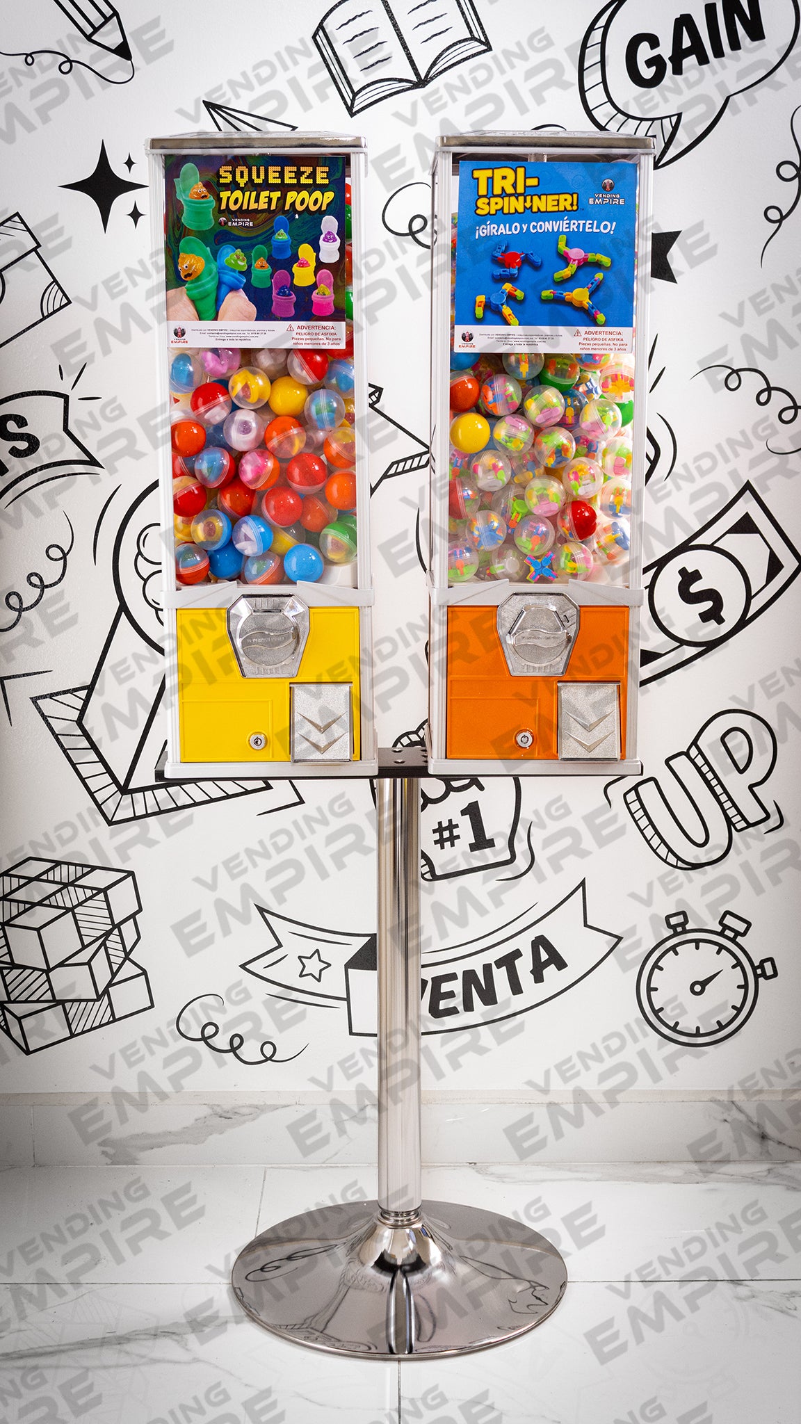 Módulo Doble 2 Pulgadas de Mayor Capacidad con Pedestal Cromado | Vending EMPIRE
