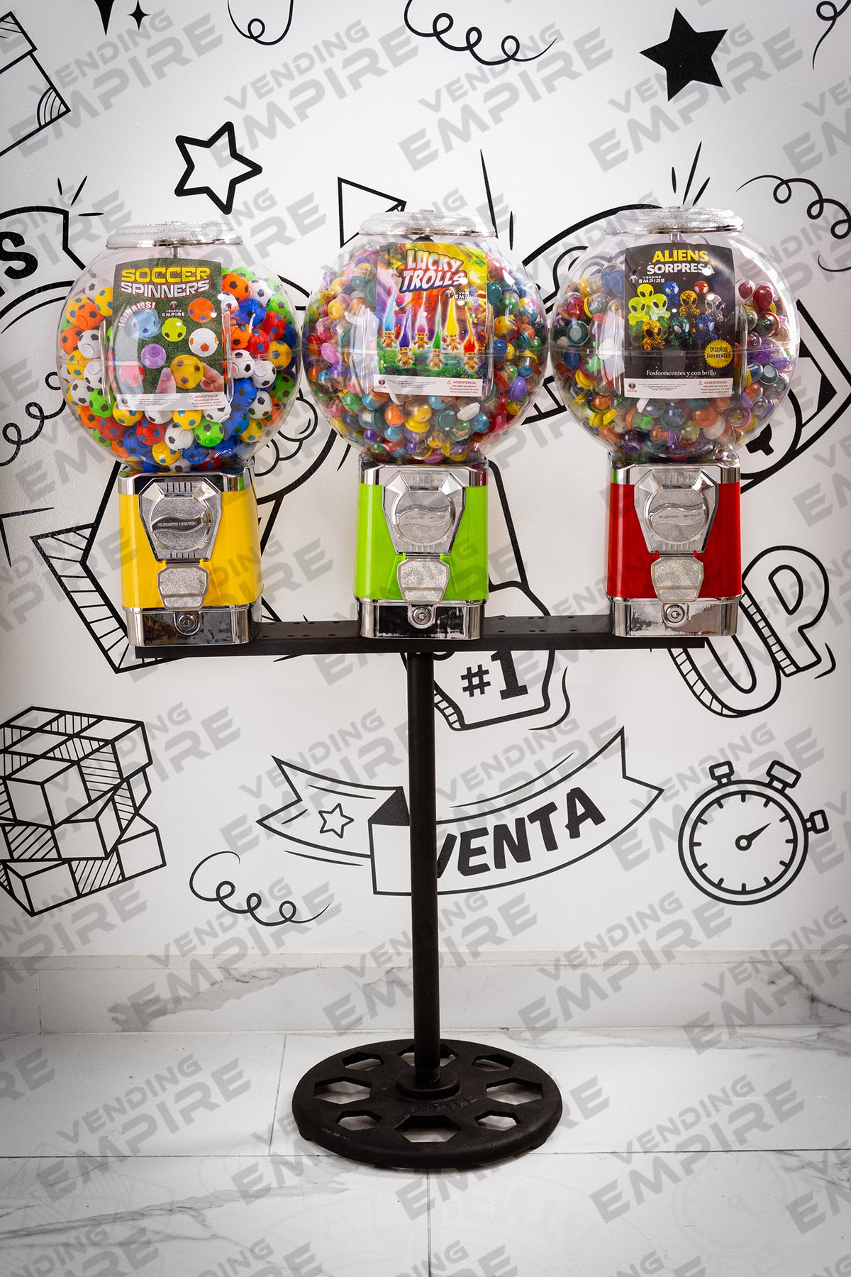 Rack Triple Vending Empire | 1 Juguetera Mayor Capacidad + 2 Chicleras Suprema