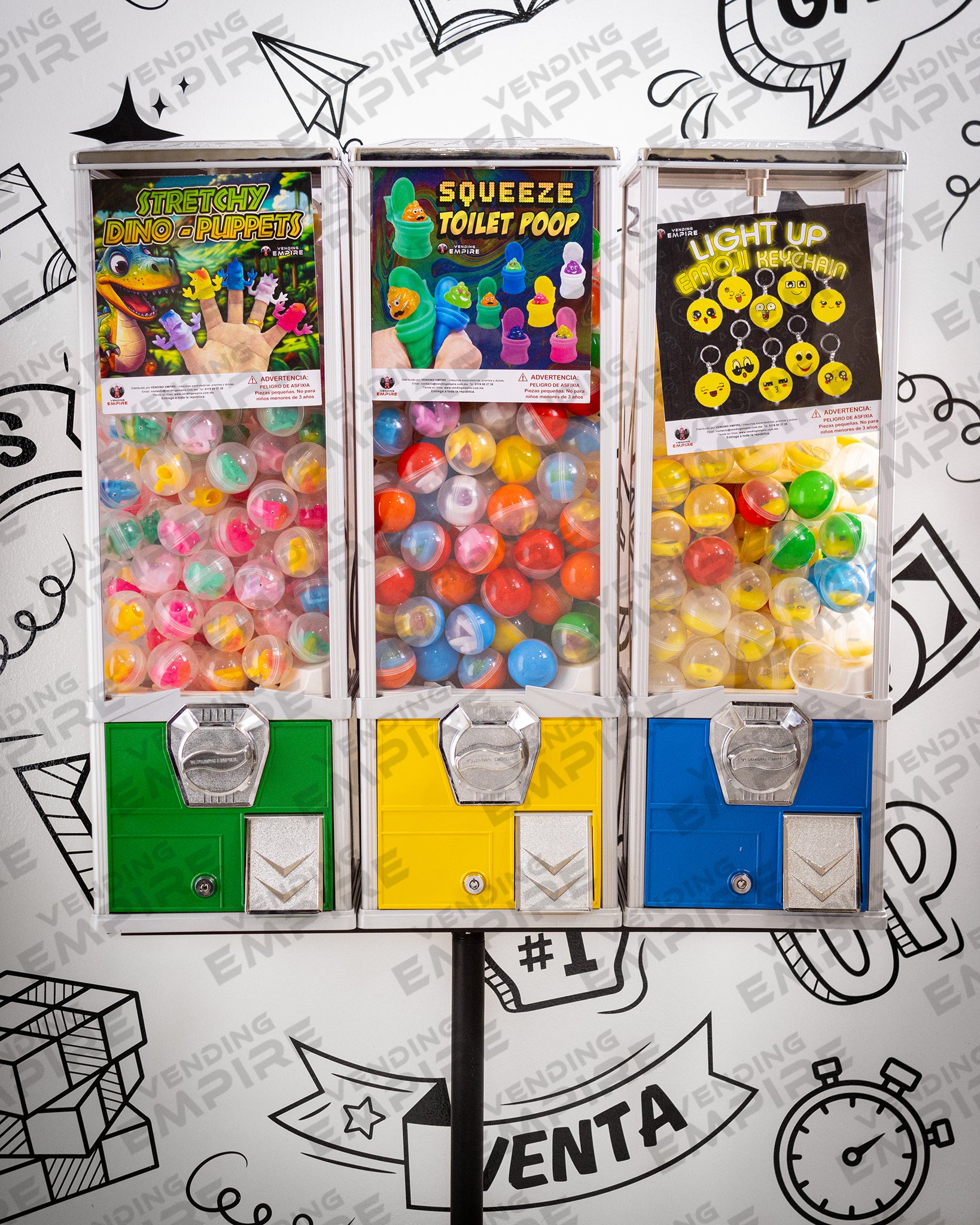 Módulo Triple 2 Pulgadas de Mayor Capacidad con Pedestal Redondo Vending EMPIRE | Vending EMPIRE