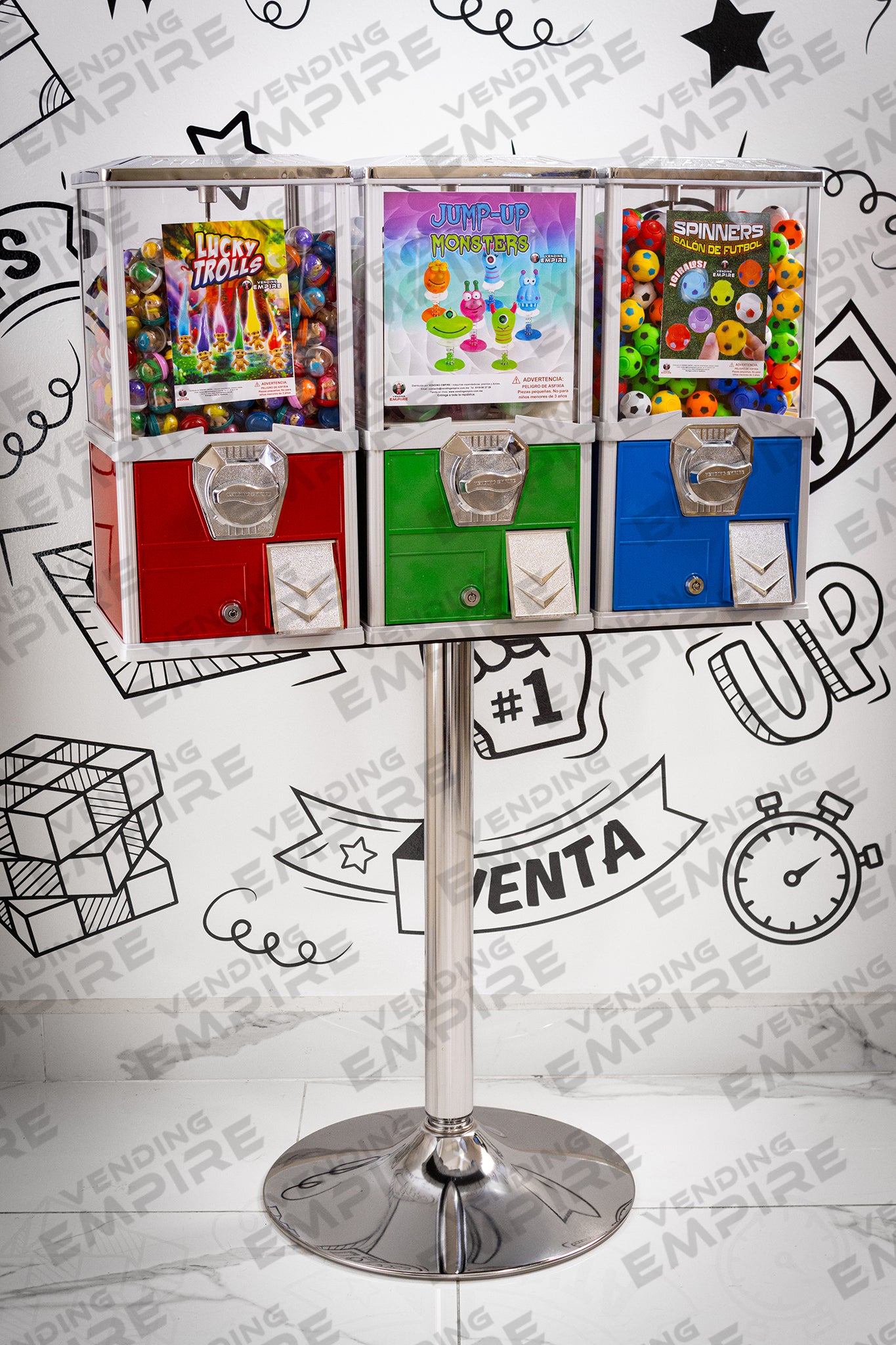 Módulo Triple Compacto con Pedestal Cromado | Vending EMPIRE