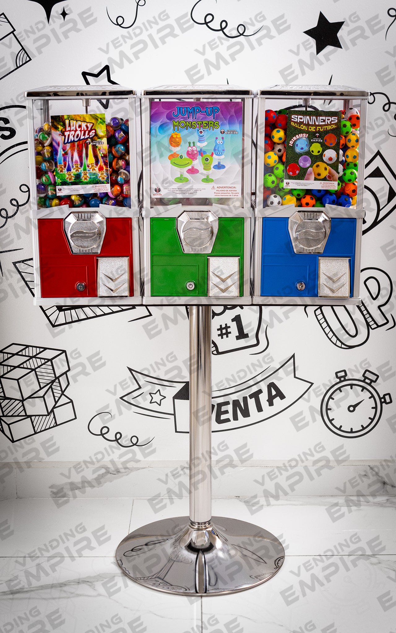 Módulo Triple Compacto con Pedestal Cromado | Vending EMPIRE