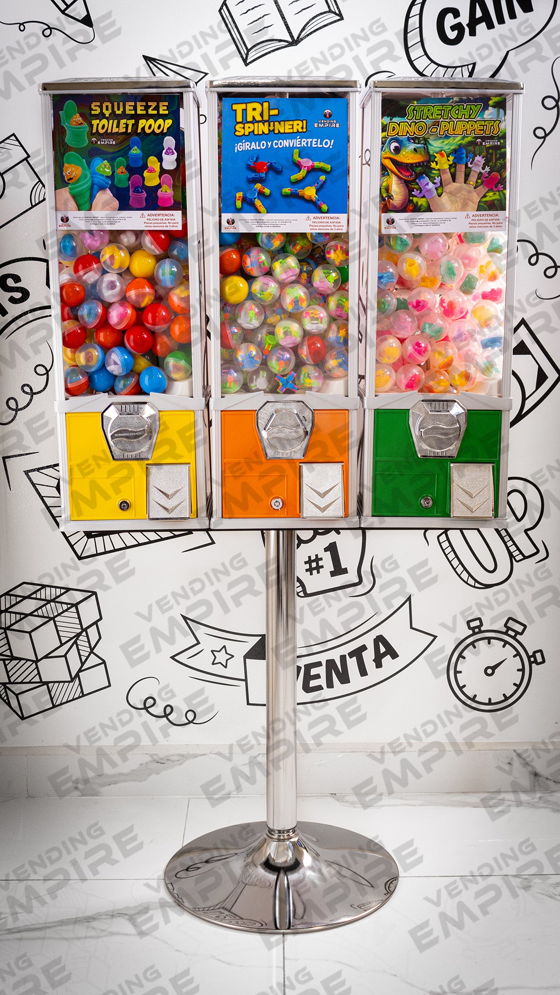 Módulo Triple 2 Pulgadas de Mayor Capacidad con Pedestal Cromado | Vending EMPIRE