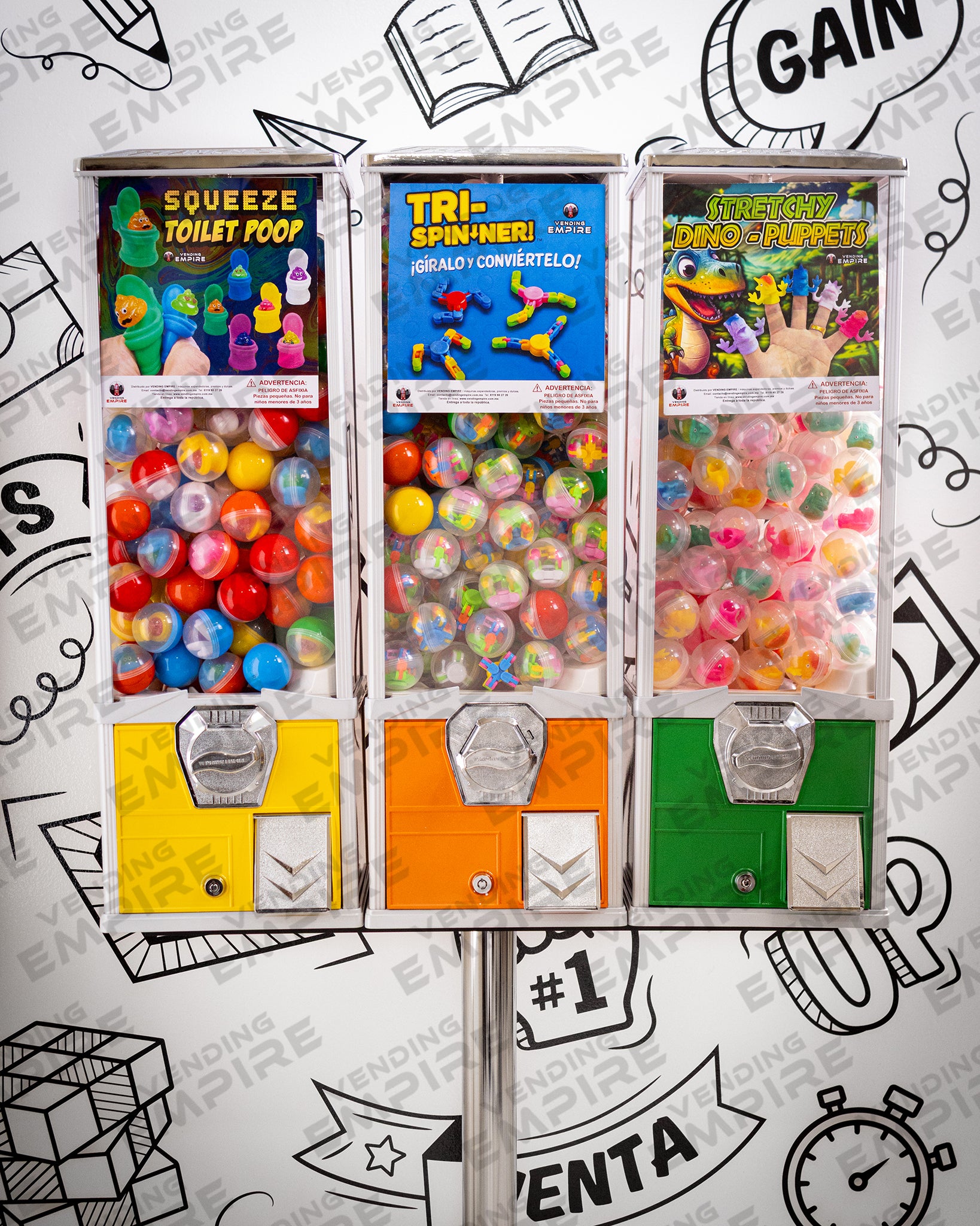 Módulo Triple 2 Pulgadas de Mayor Capacidad con Pedestal Cromado | Vending EMPIRE