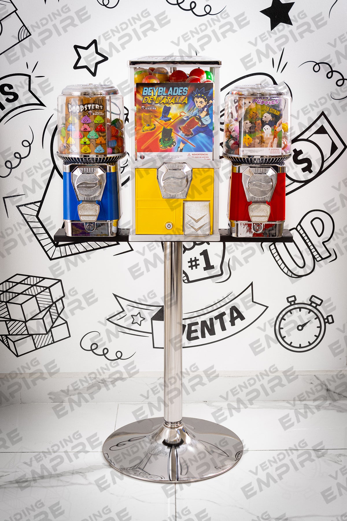 Modulo Triple para Máquinas Chicleras con Pedestal Metálico | Vending Empire