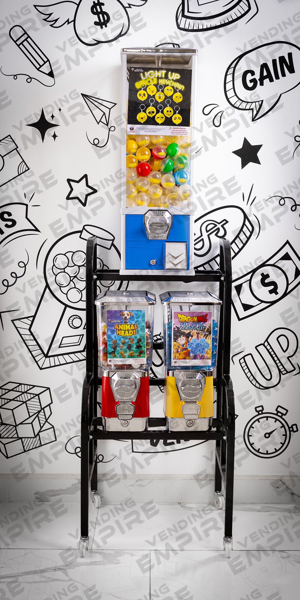 Rack Triple Vending Empire | 1 Juguetera Mayor Capacidad + 2 Chicleras Premium
