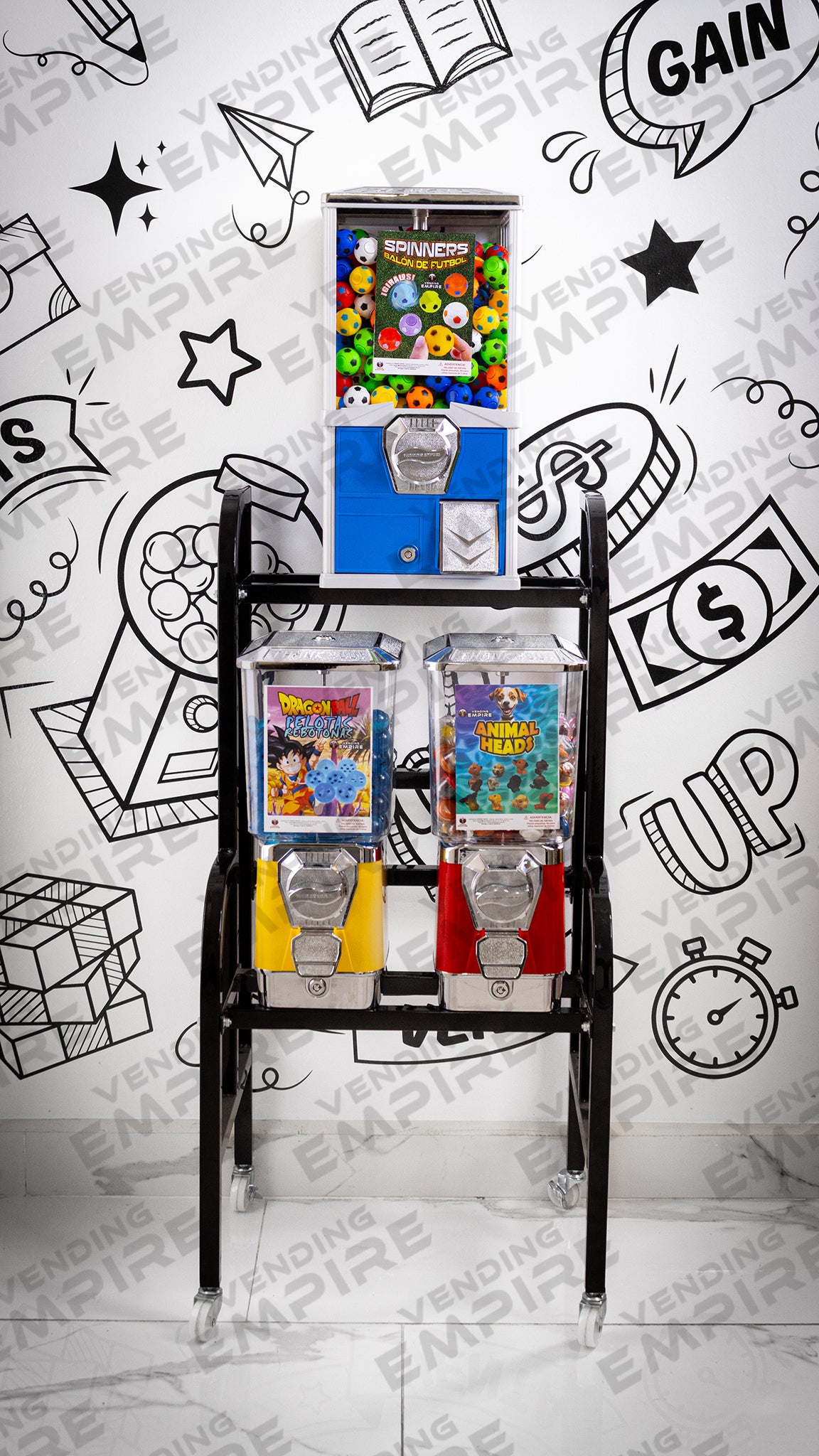 Rack Triple Vending Empire | 1 Juguetera Compacta + 2 Chicleras Premium