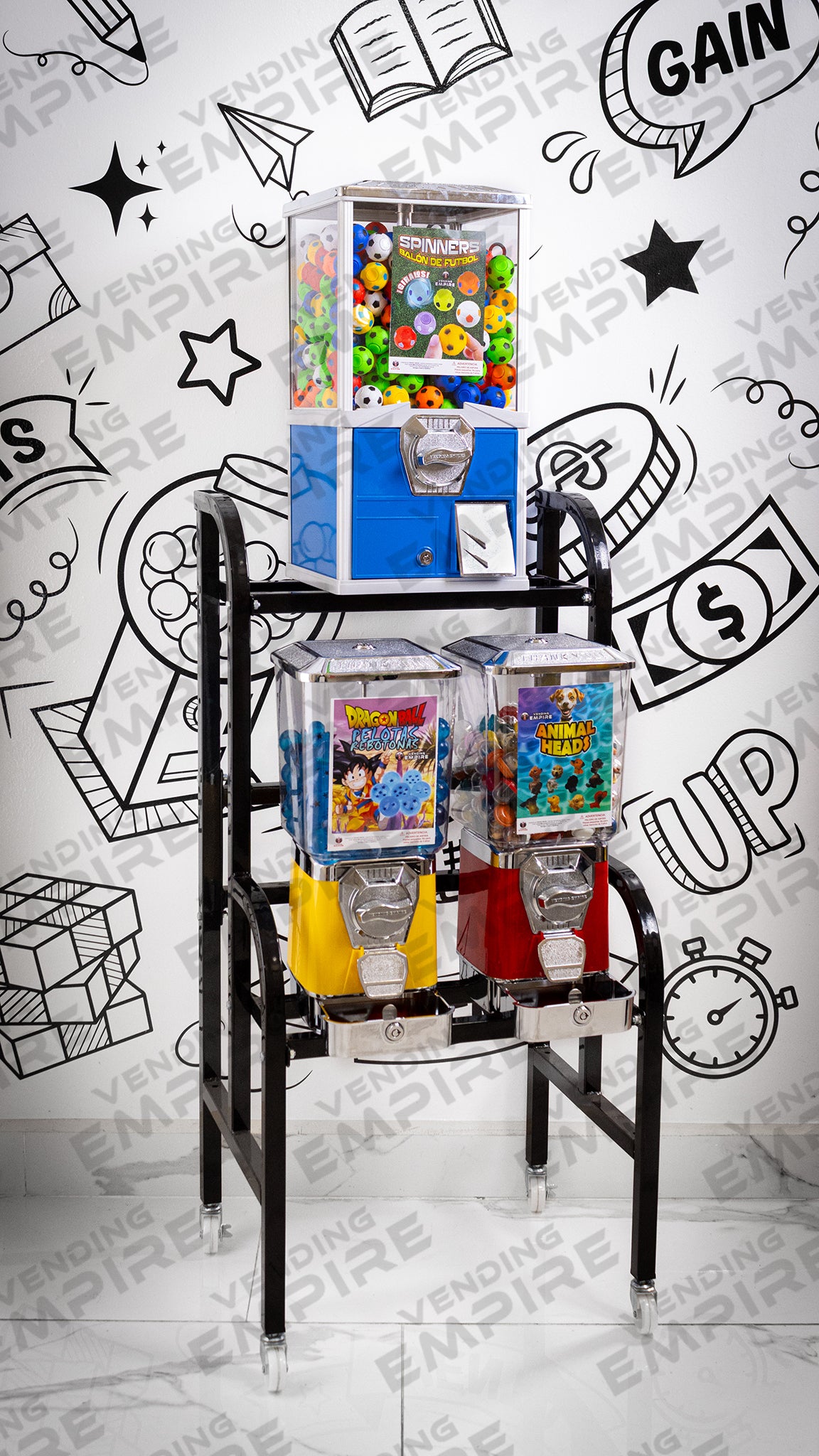 Rack Triple Vending Empire | 1 Juguetera Compacta + 2 Chicleras Premium