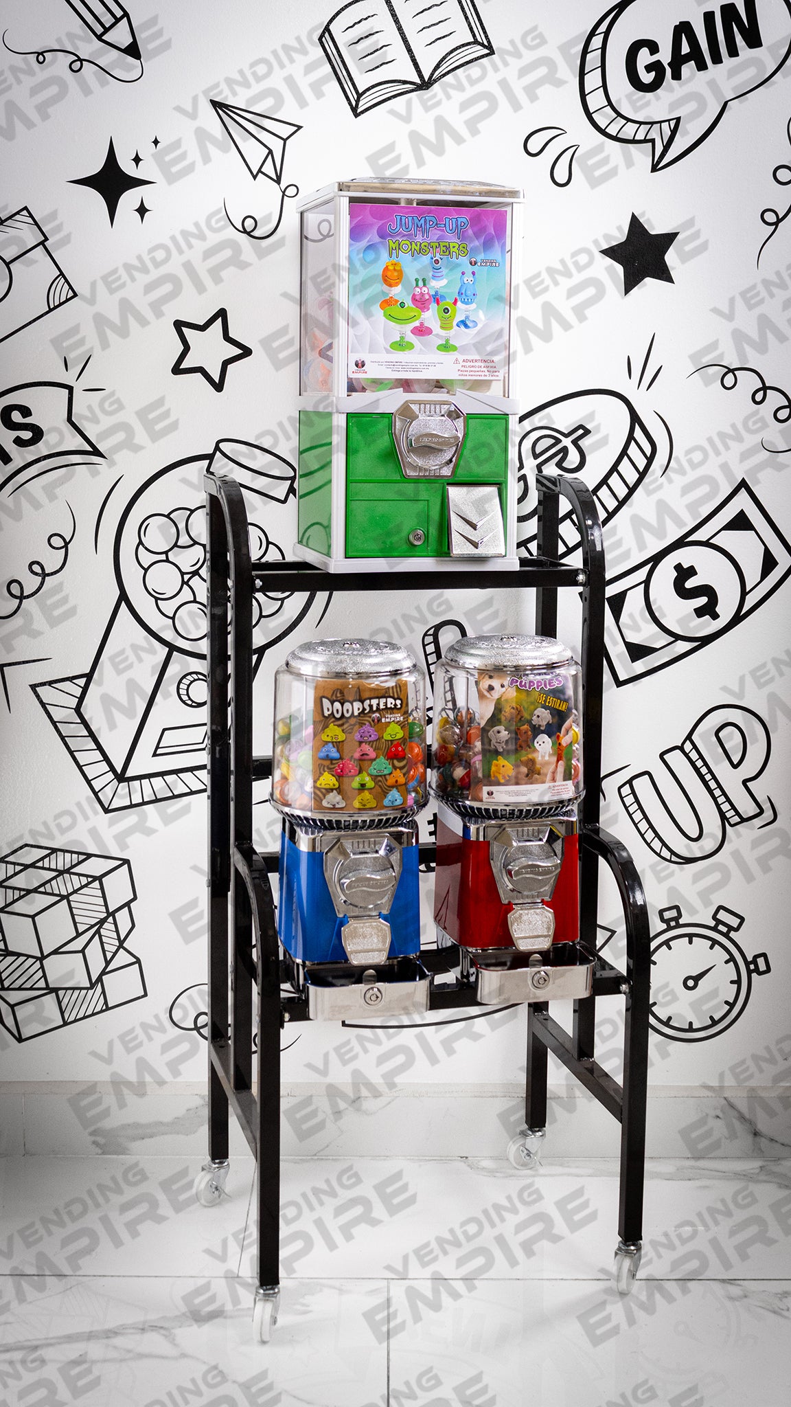 Rack Triple Vending Empire | 1 Juguetera Compacta + 2 Chicleras Suprema